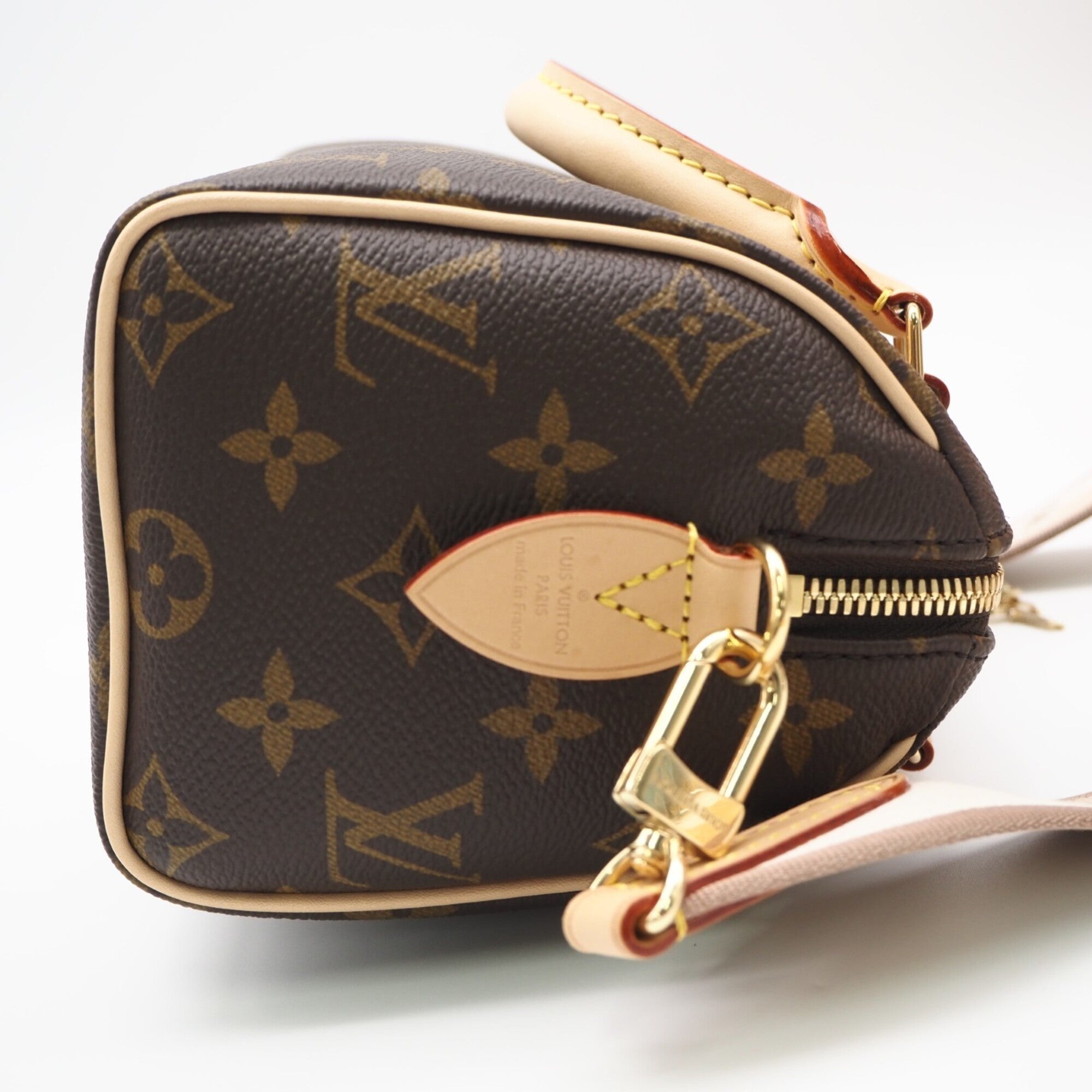 Louis Vuitton Monogram Beige Brown Coated Canvas Leather Handbag (Pre-Owned)
