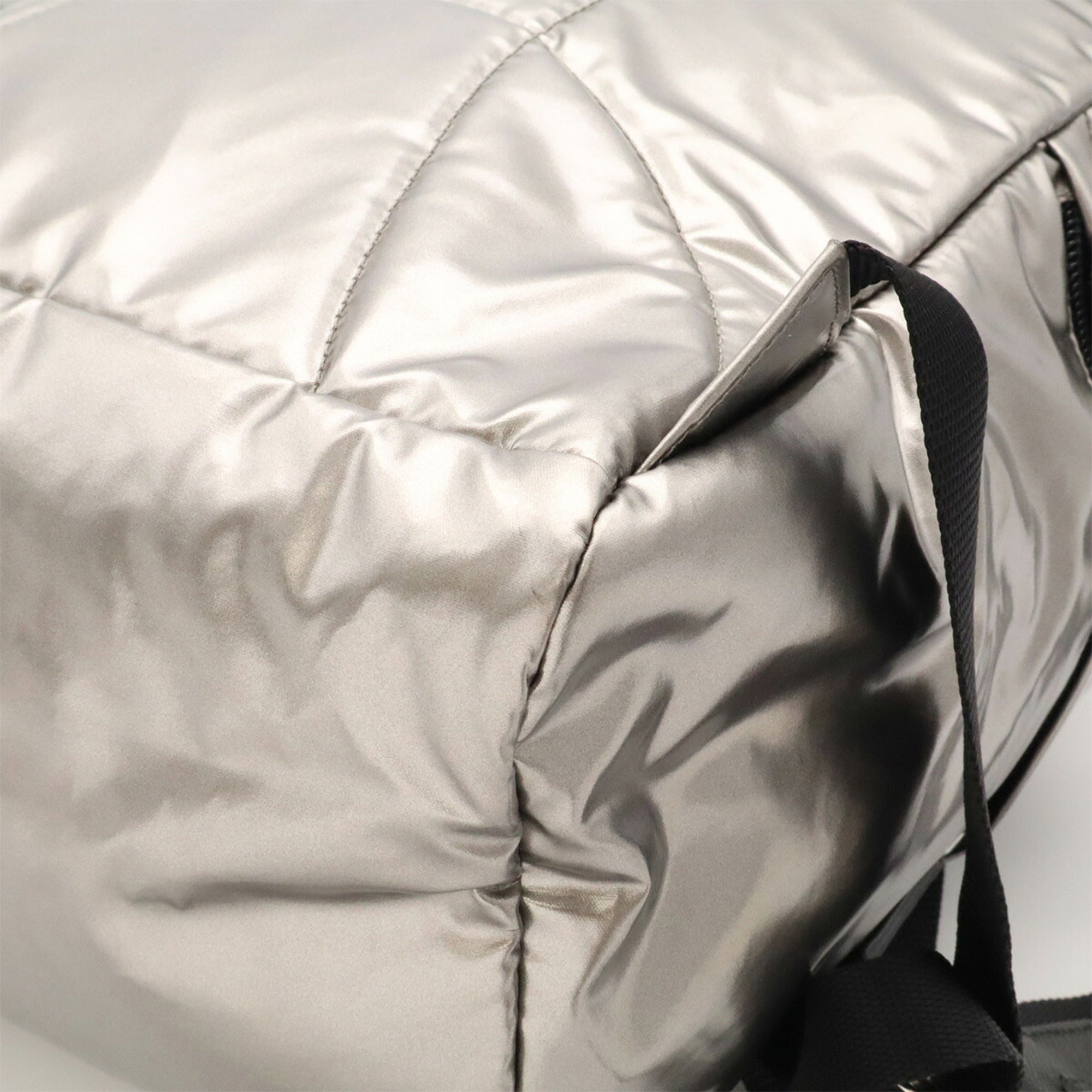 Prada Metallic Silver Nylon Backpack Shoulder Bag (Pre-Owned)