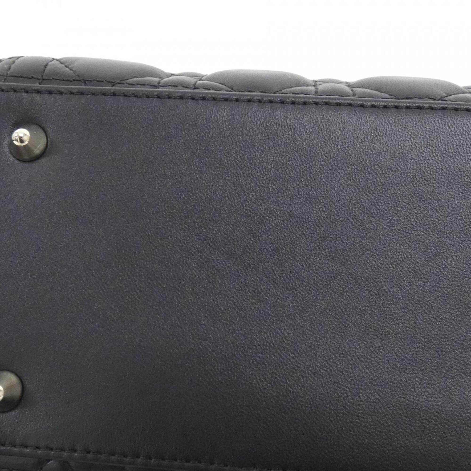 Christian Dior Lady Dior Black Leather Handbag (Pre-Owned)