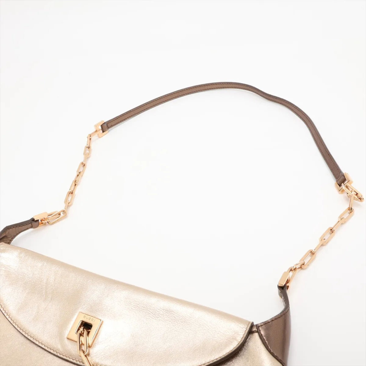 Gucci Gold Leather Handbag Shoulder Bag Tote Bag (Pre-Owned)