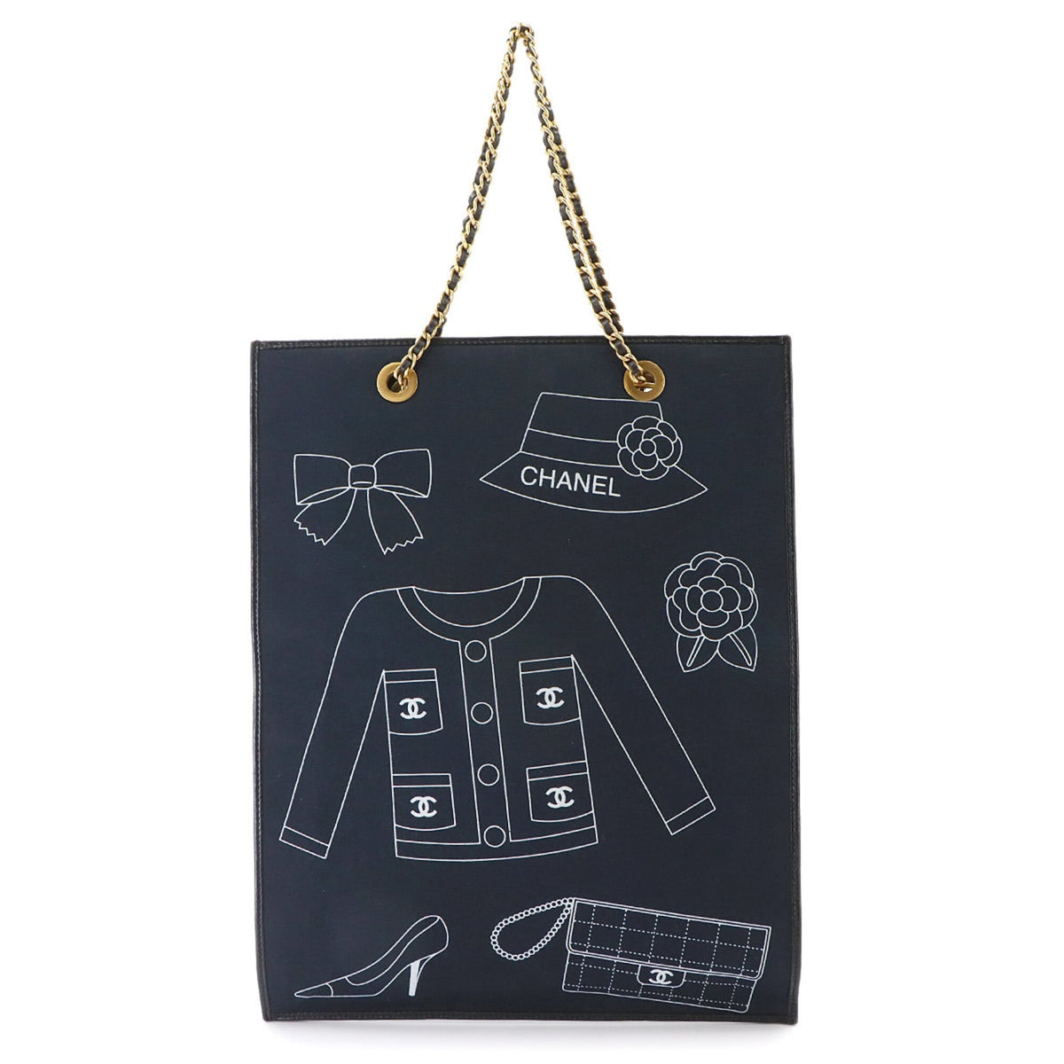 Chanel Navy Canvas Handbag Tote Bag (Pre-Owned)