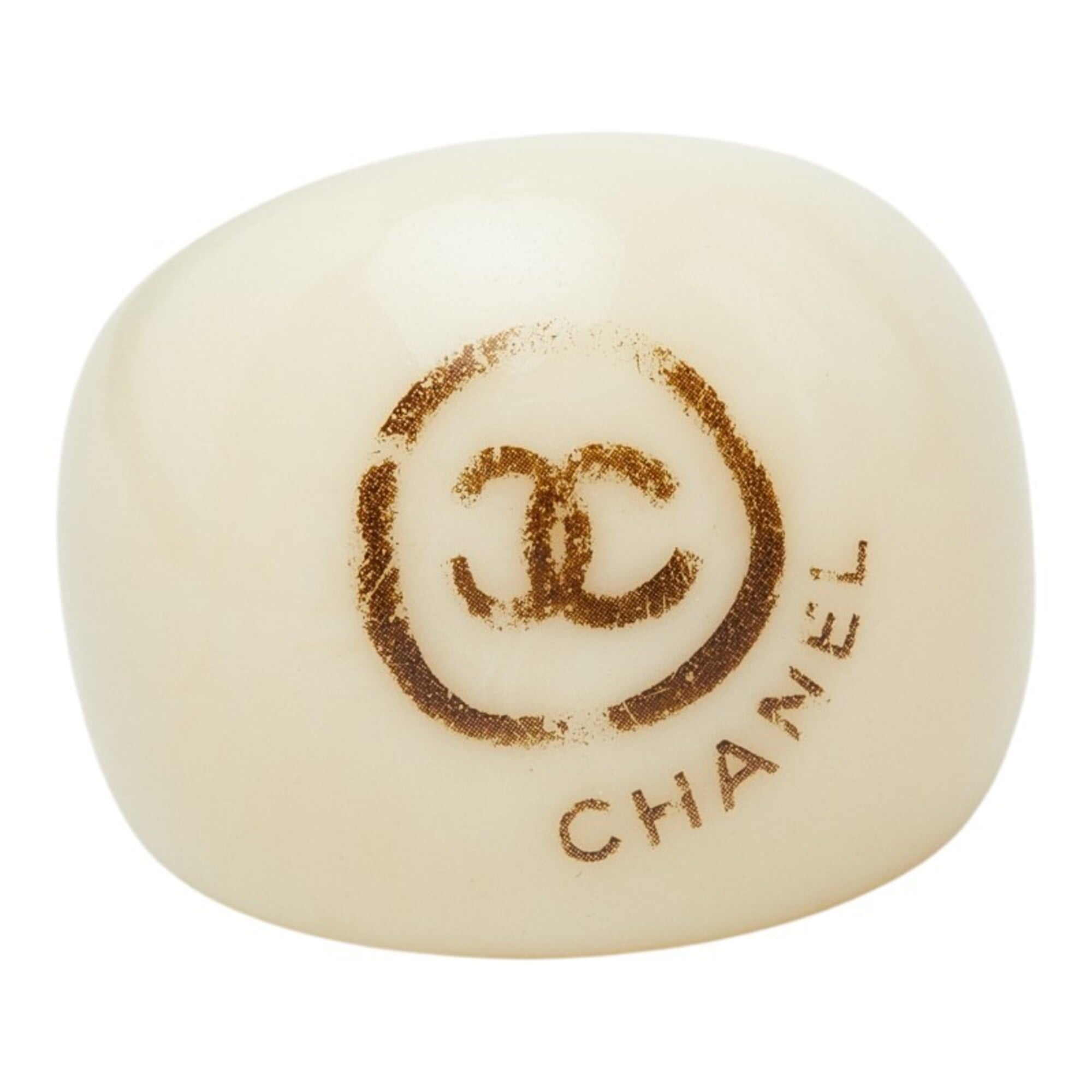 Chanel Ivory Plastic Band Ring (Pre-Owned)