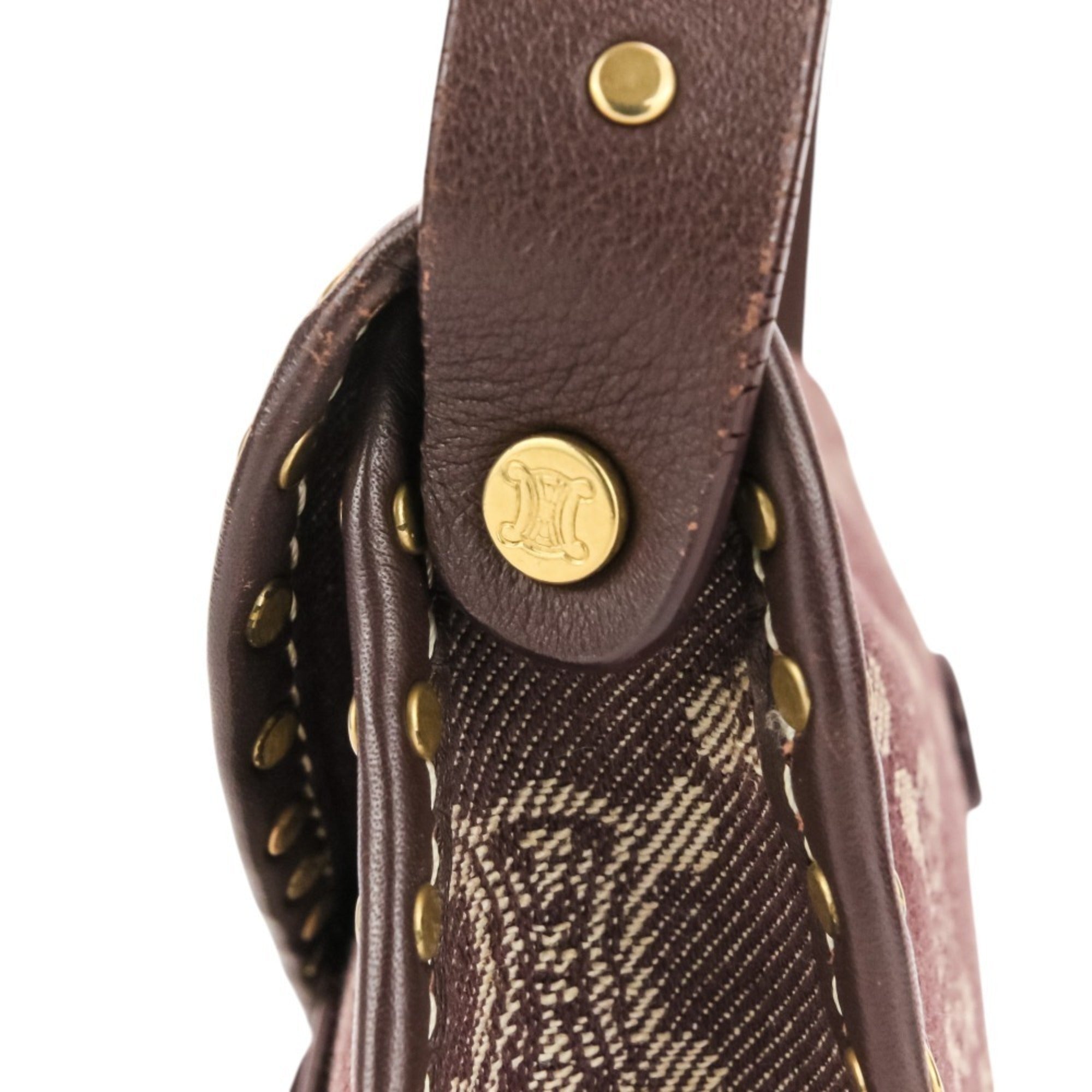 Celine Bordeaux Brown Canvas Leather Handbag Shoulder Bag (Pre-Owned)