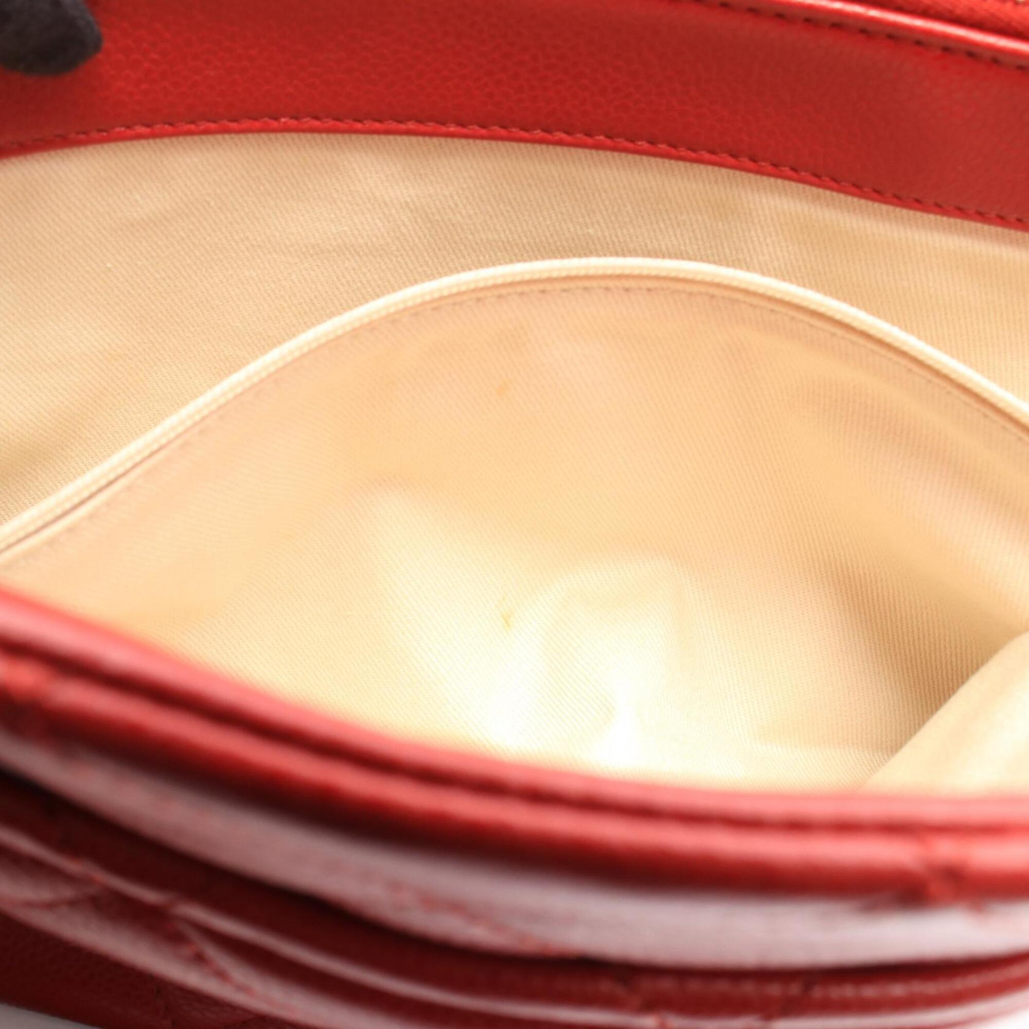 Chanel Red Color Grained Calfskin Handbag Tote Bag (Pre-Owned)