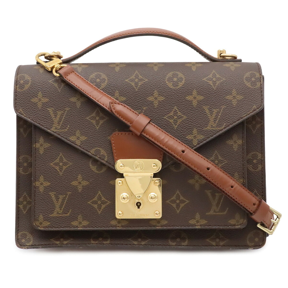 Louis Vuitton Brown Monogram Canvas Pvc Coated Canvas Clutch Bag Handbag Shoulder Bag (Pre-Owned)
