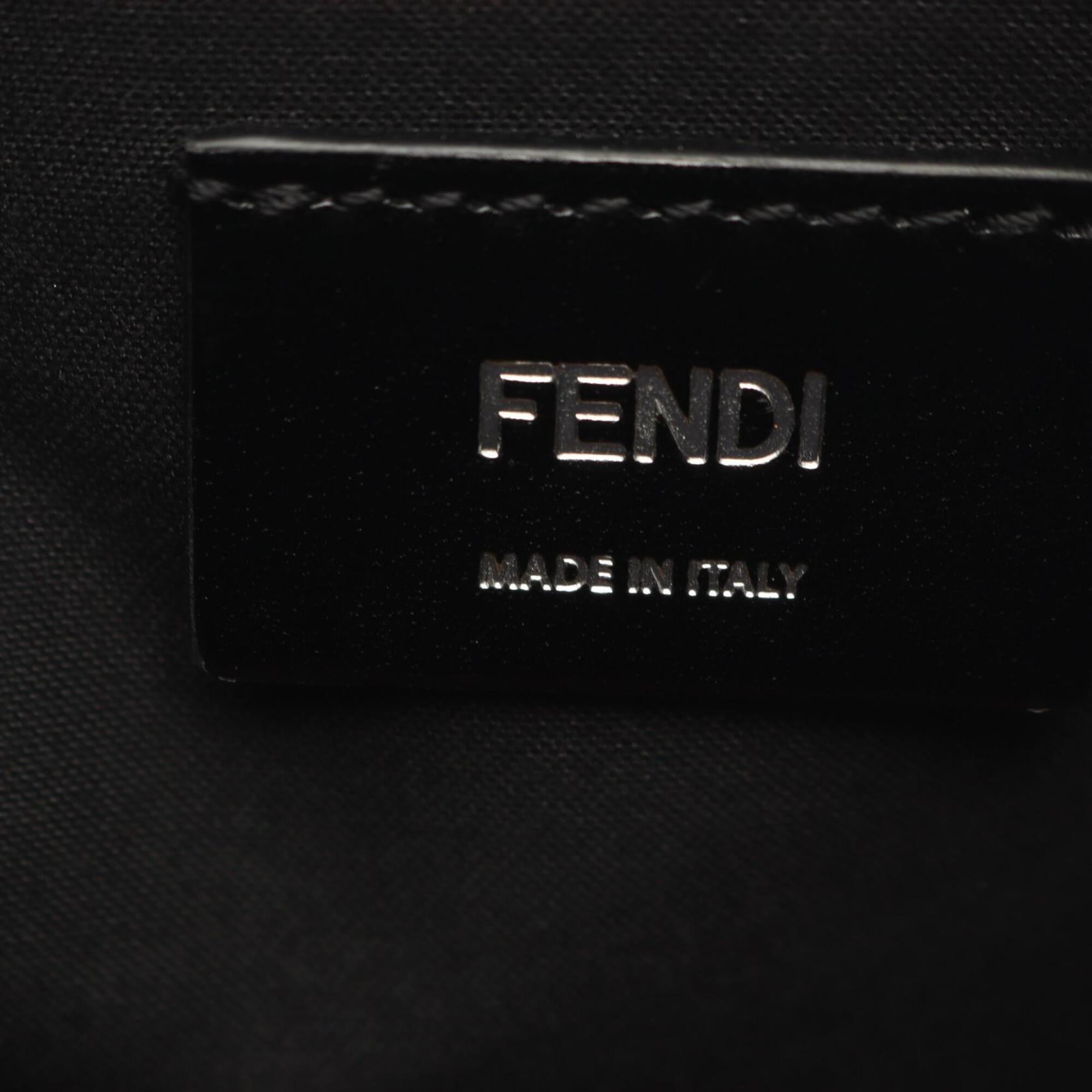 Fendi Black Brown Coated Canvas Leather Handbag Shoulder Bag (Pre-Owned)