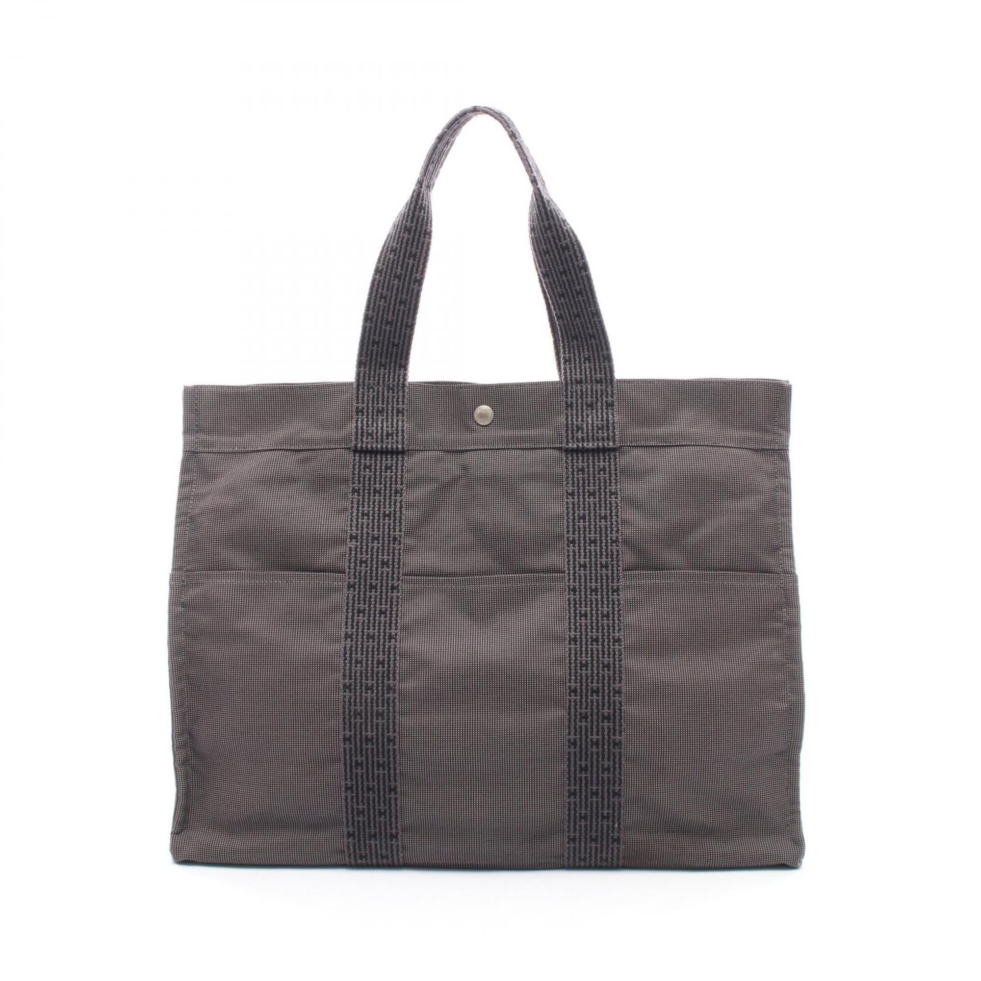Hermes Gray Canvas Handbag Tote Bag (Pre-Owned)