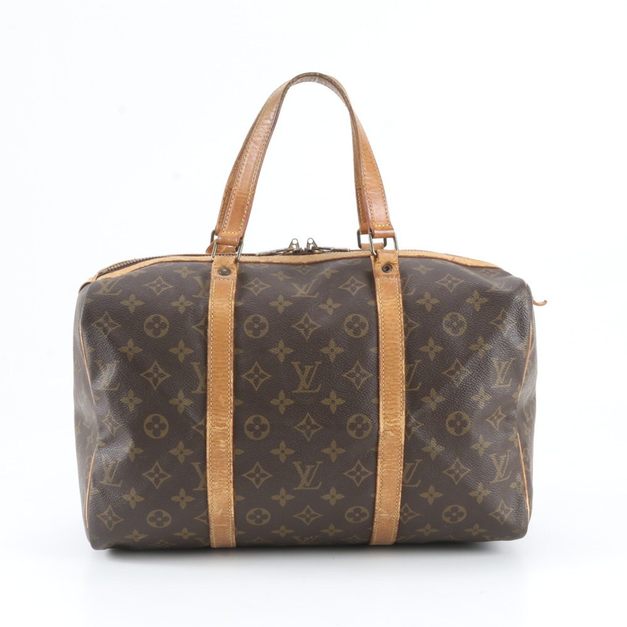 Louis Vuitton Brown Leather Coated Canvas Boston Bag Tote Bag (Pre-Owned)