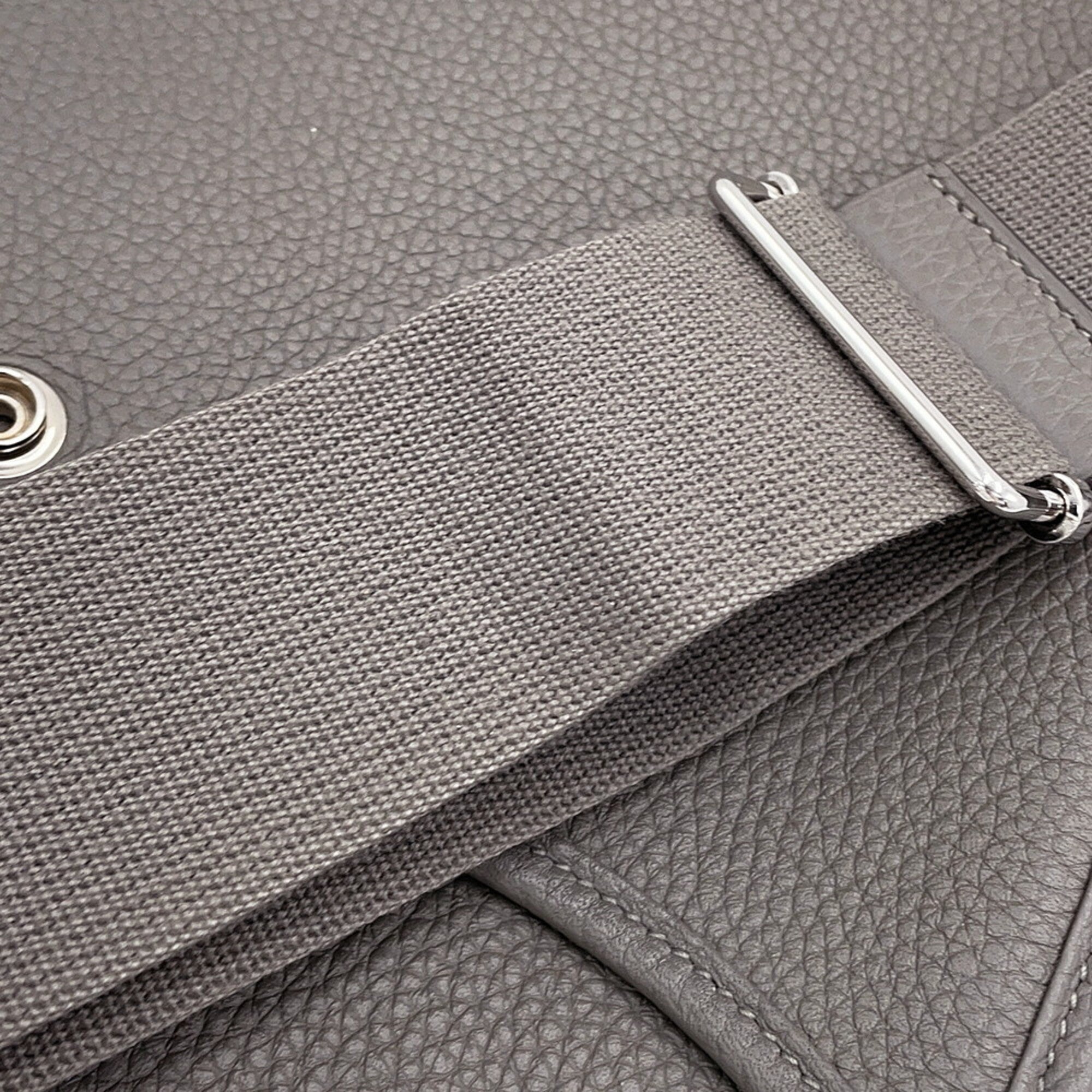 Hermes Evelyne Silver Taurillon Clemence Leather Handbag Shoulder Bag (Pre-Owned)