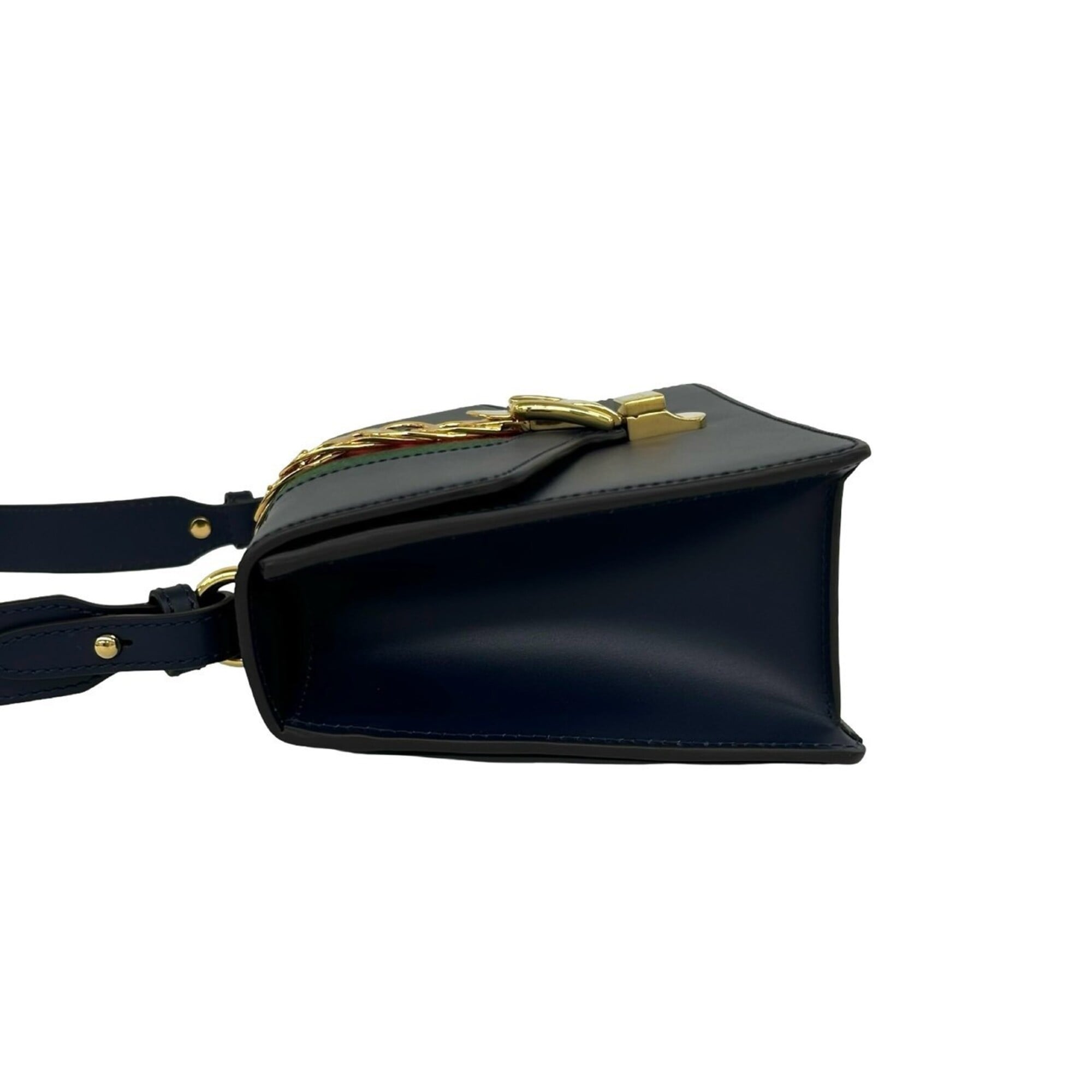 Gucci Green Navy Red Color Leather Shoulder Bag (Pre-Owned)