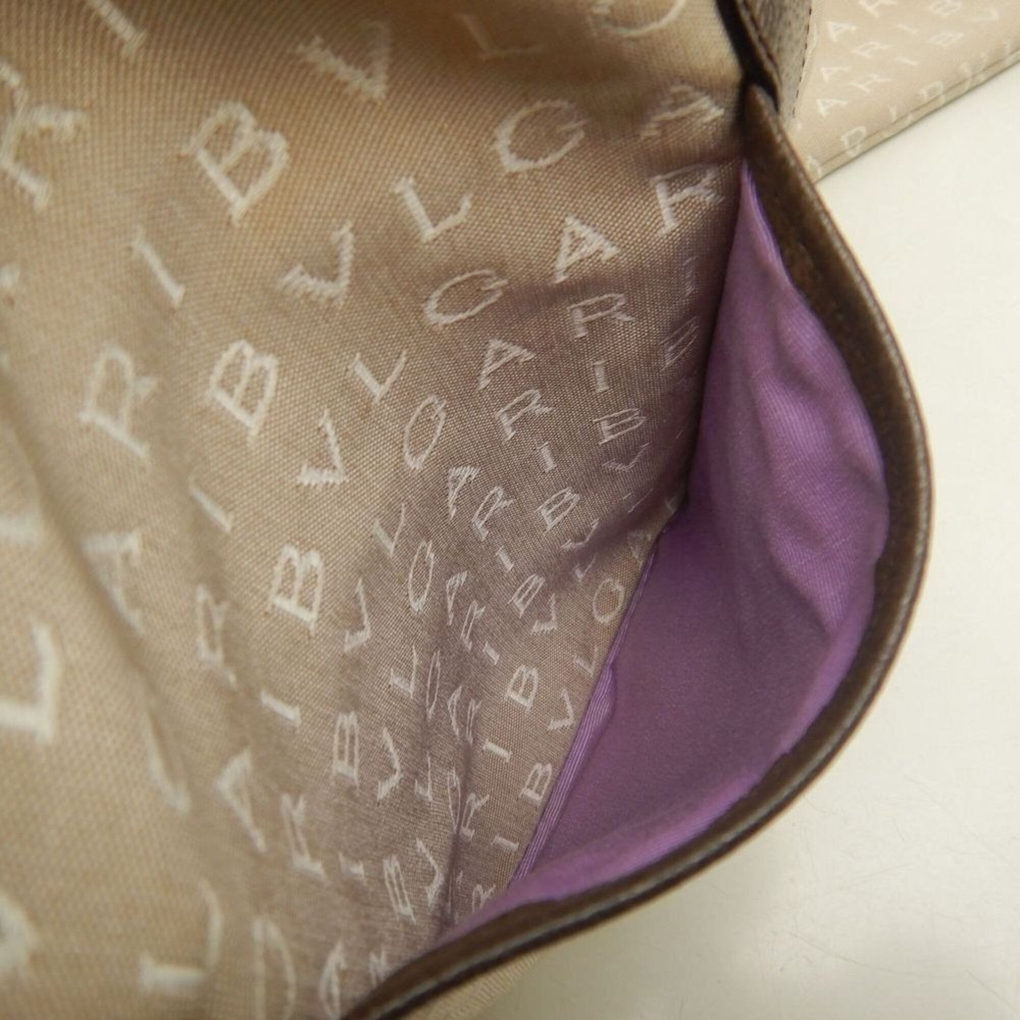 Bvlgari Logomania Beige Brown Canvas Leather Tote Bag (Pre-Owned)