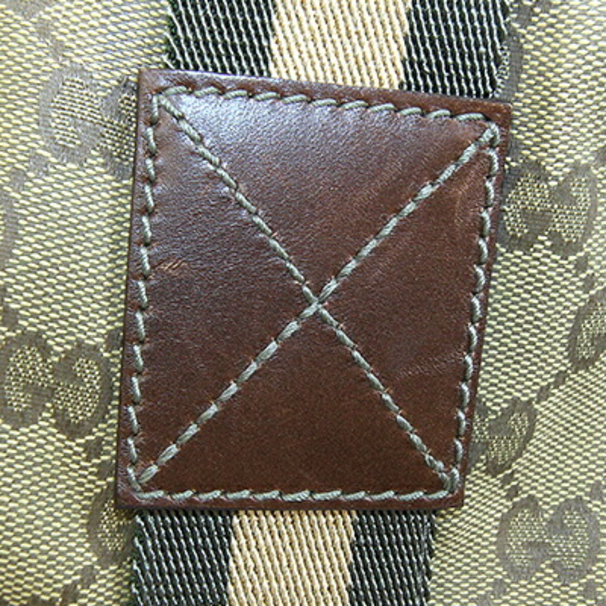 Gucci Khaki Canvas Leather Handbag Tote Bag (Pre-Owned)
