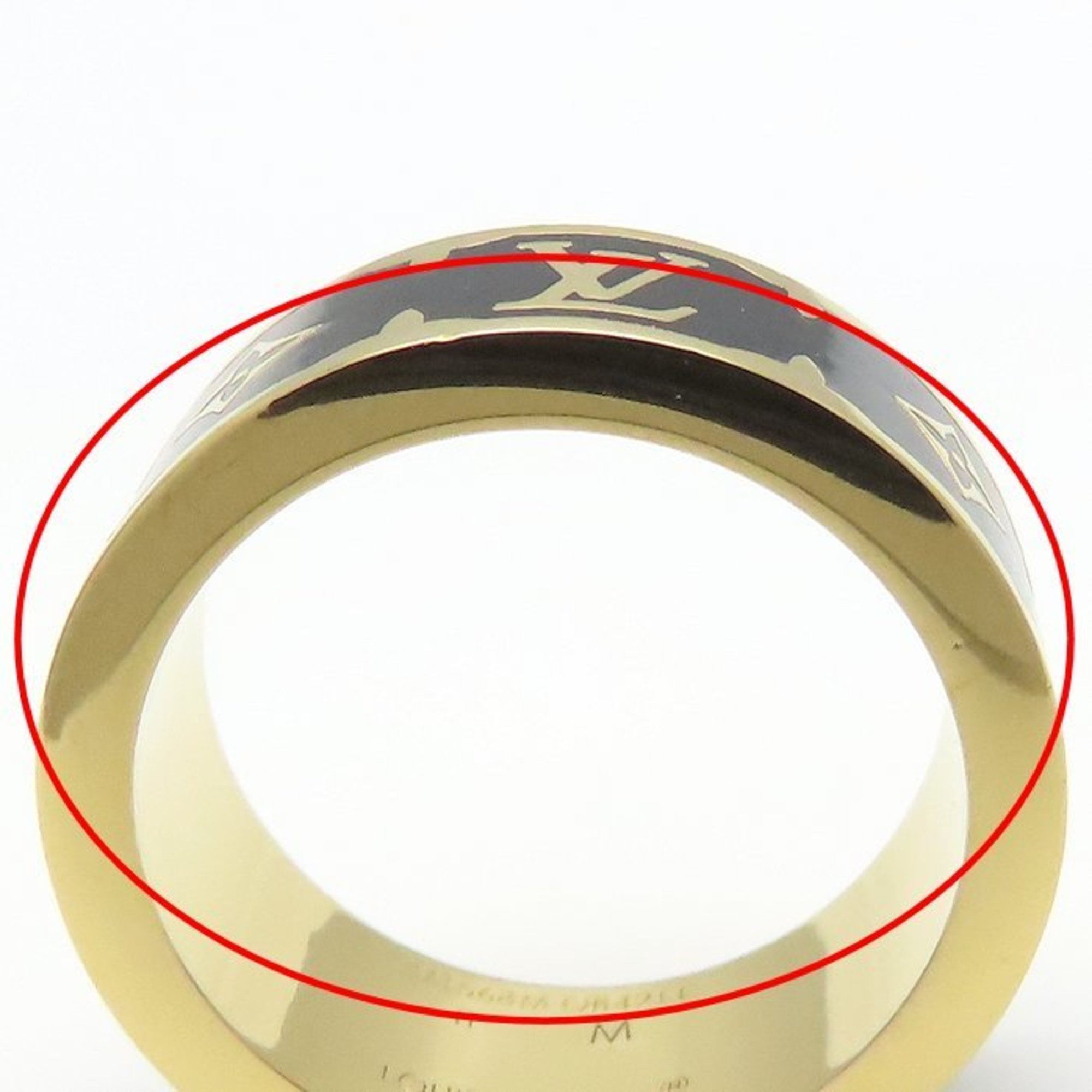 Louis Vuitton Gold Black Gold Plating Band Ring (Pre-Owned)