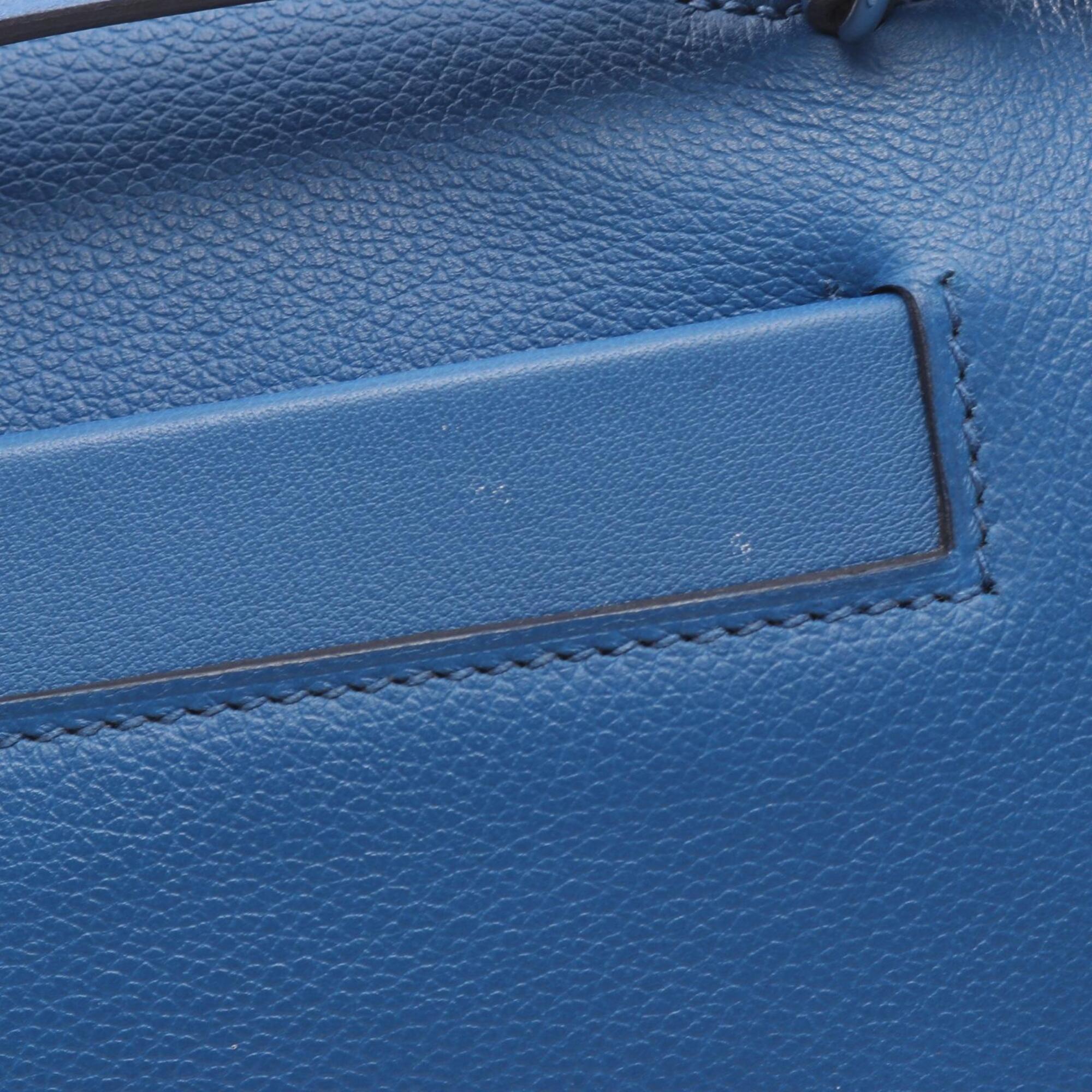 Hermes Blue Brown Swift Leather Evercalf Leather Handbag (Pre-Owned)