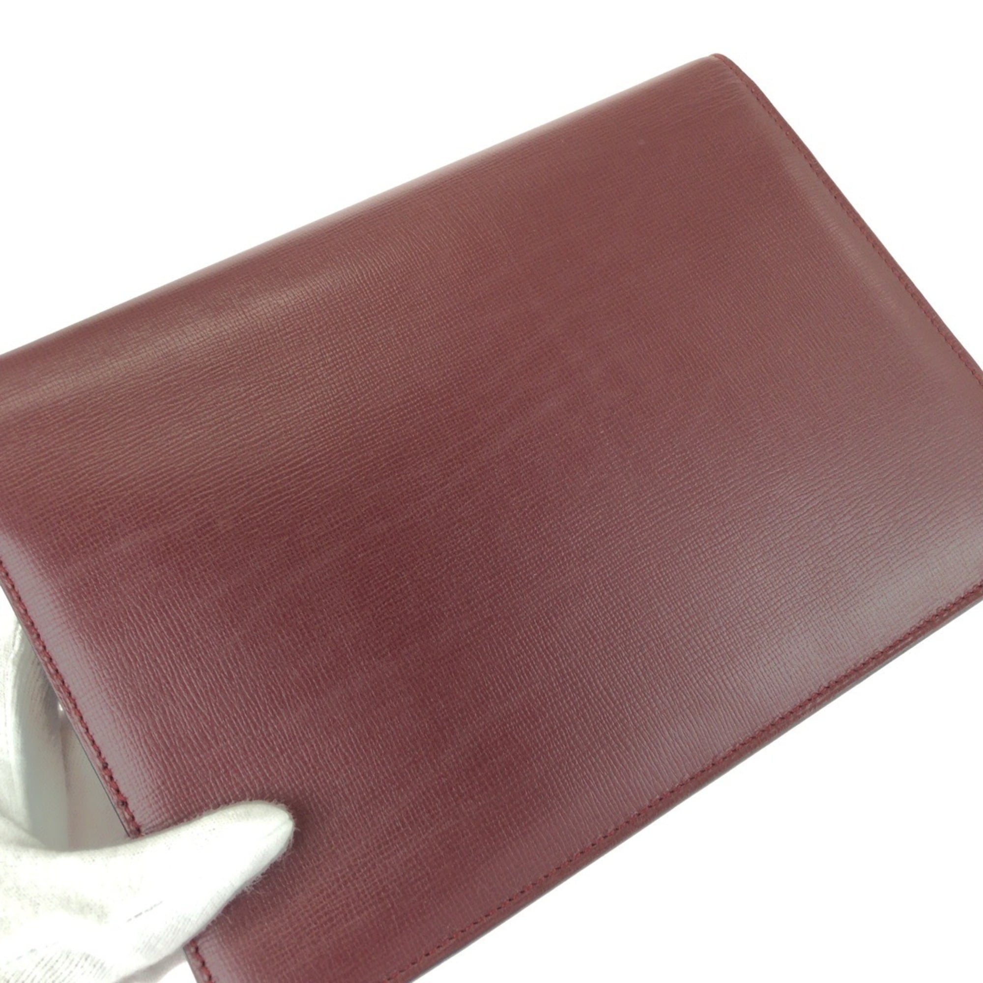 Cartier Bordeaux Wine Red Leather Clutch Bag (Pre-Owned)