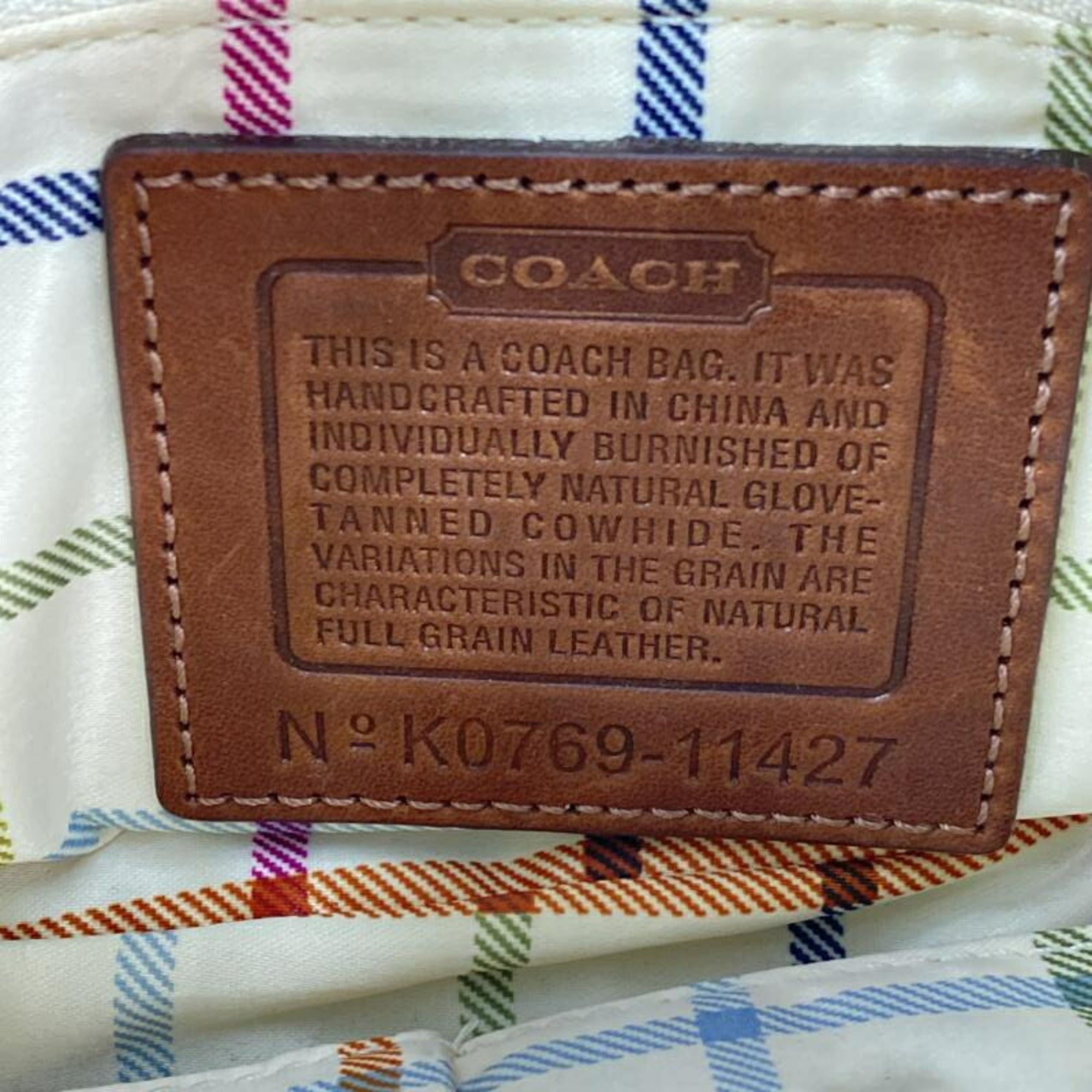 Coach Blue Brown Leather Shoulder Bag (Pre-Owned)