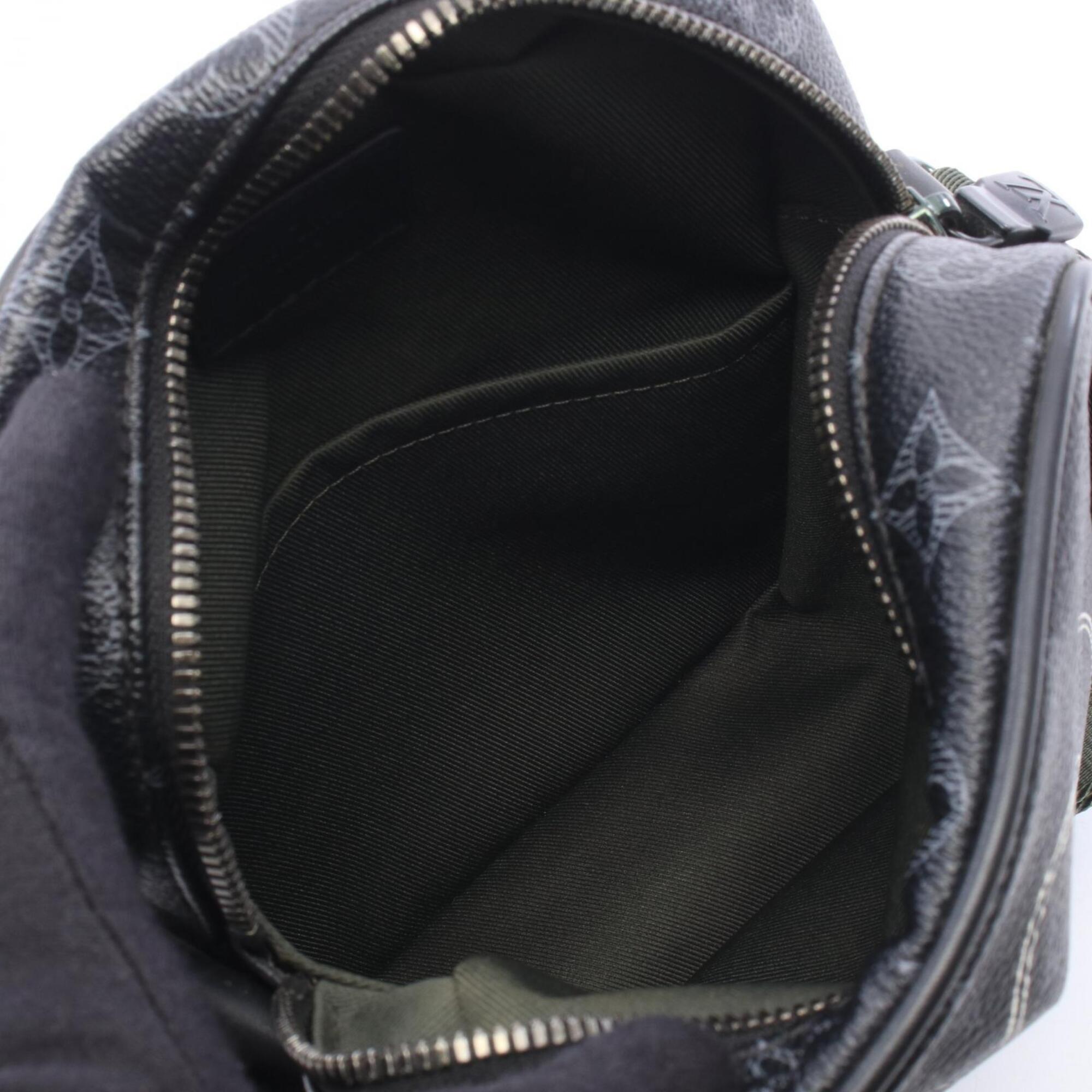 Louis Vuitton Black Khaki White Coated Canvas Leather Handbag Shoulder Bag (Pre-Owned)