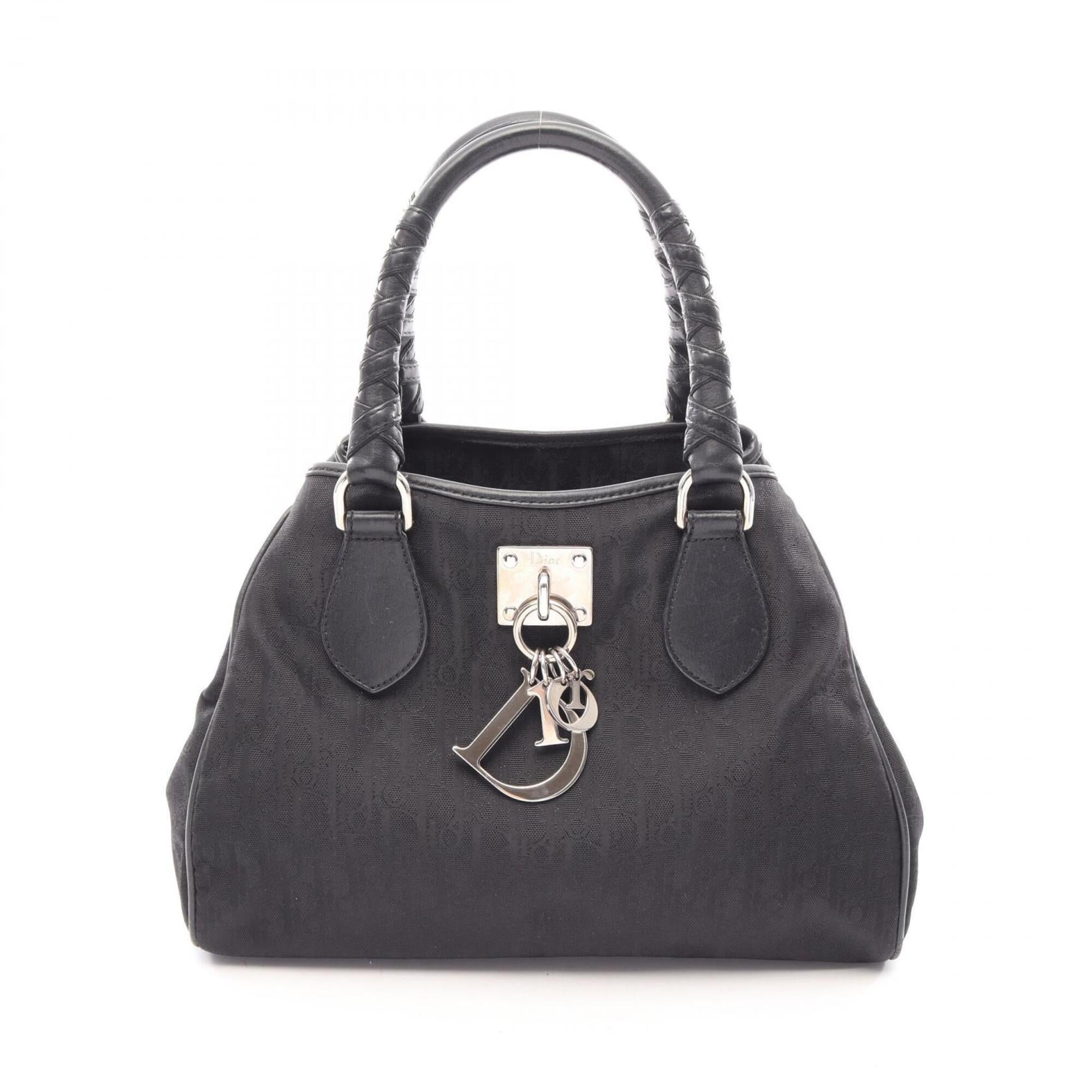 Christian Dior Black Nylon Leather Handbag Tote Bag (Pre-Owned)
