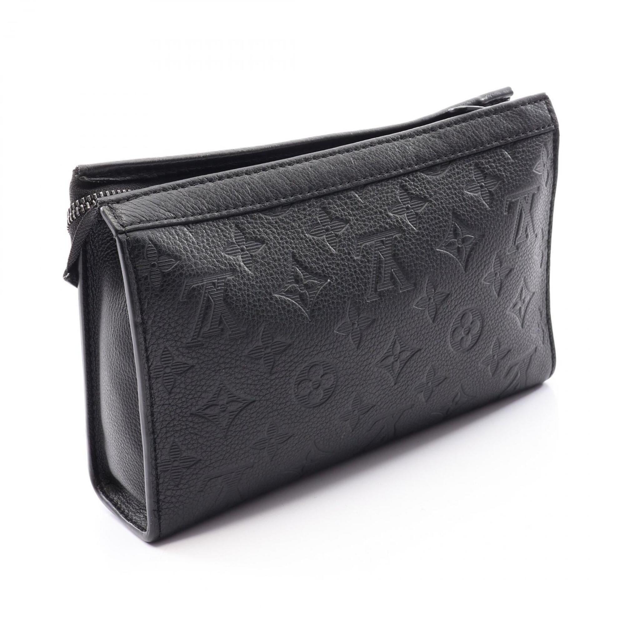 Louis Vuitton Black Leather Handbag Pouch Shoulder Bag (Pre-Owned)