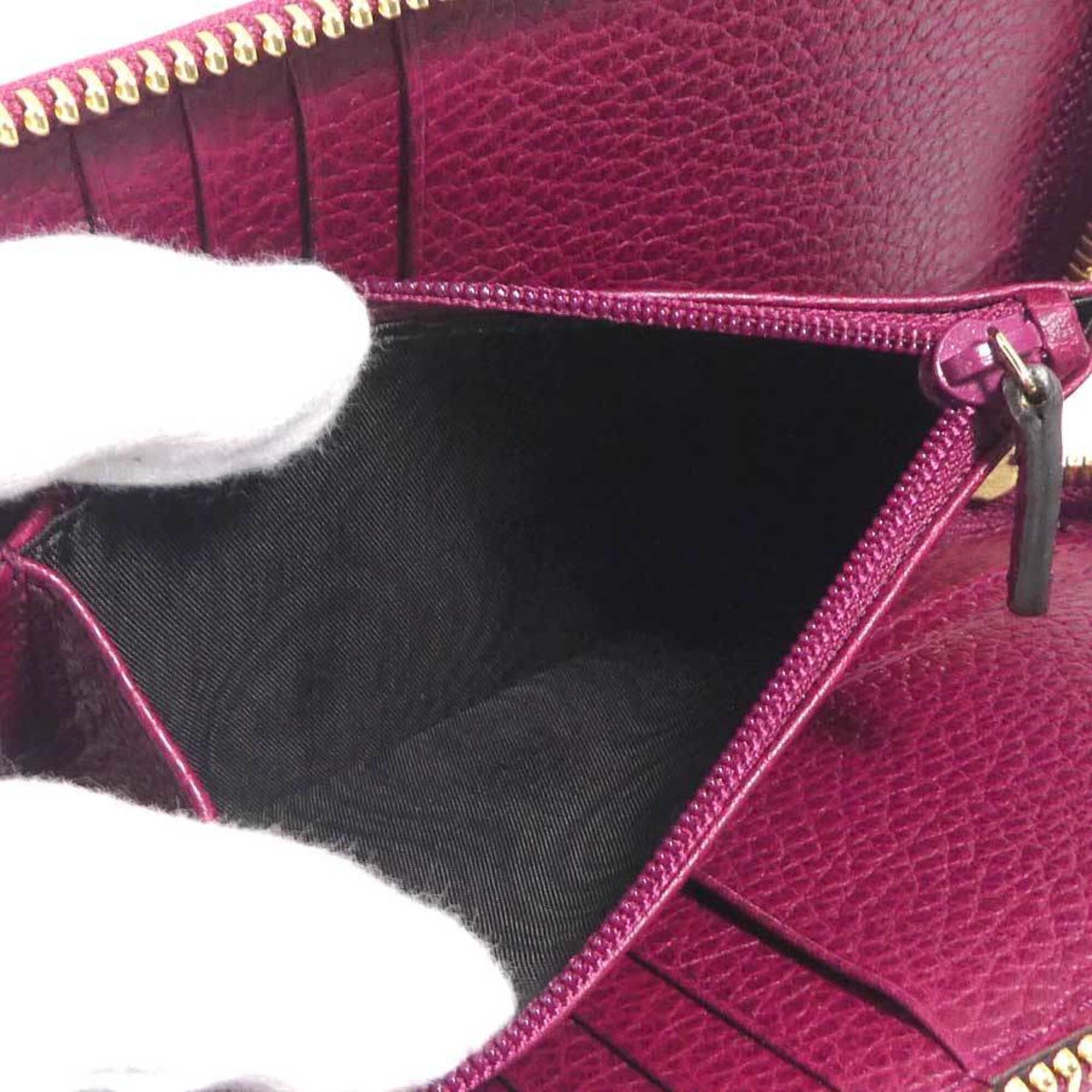 Gucci Red Color Wine Leather Wallet (Bi-Fold) (Pre-Owned)