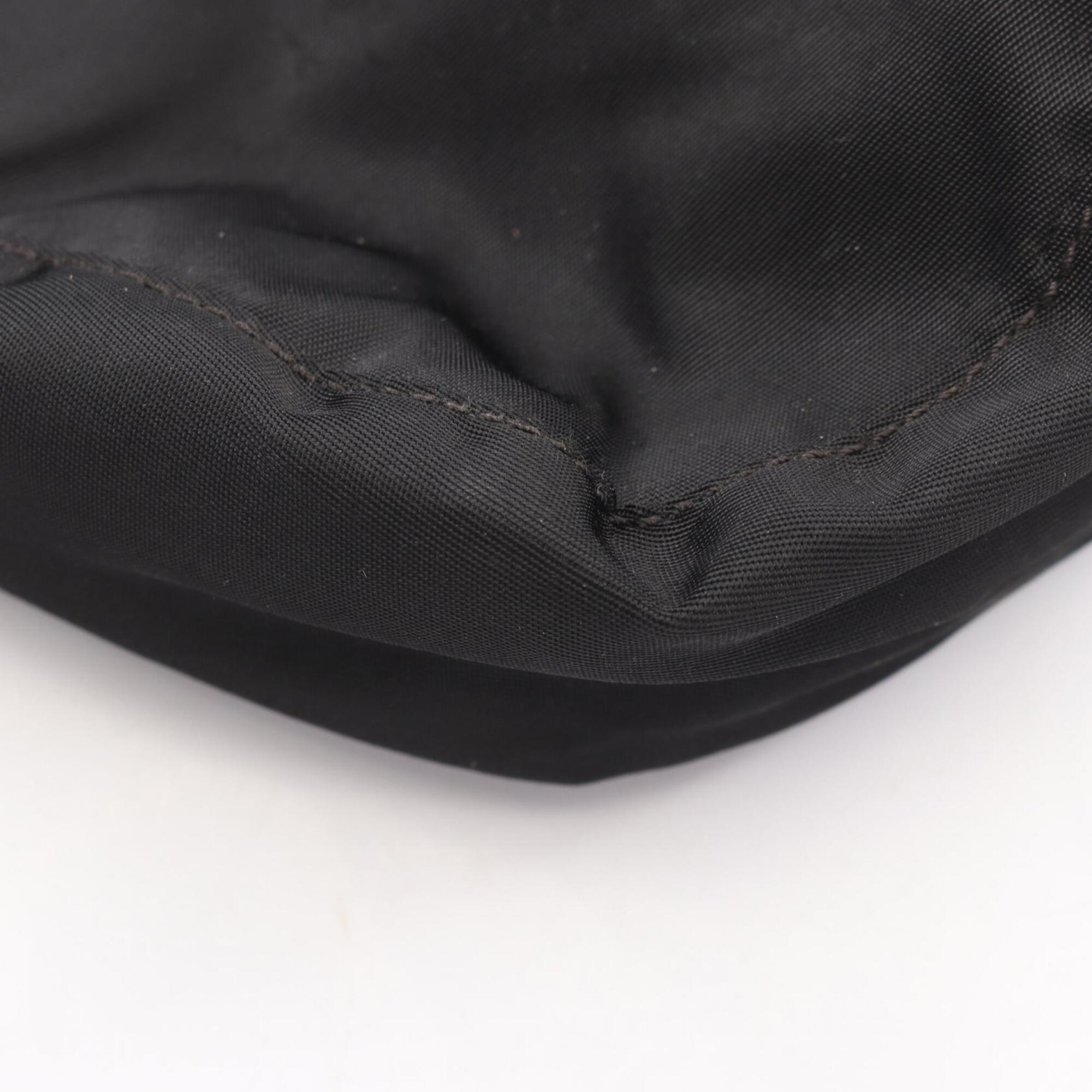 Prada Black Nylon Leather Handbag Shoulder Bag (Pre-Owned)