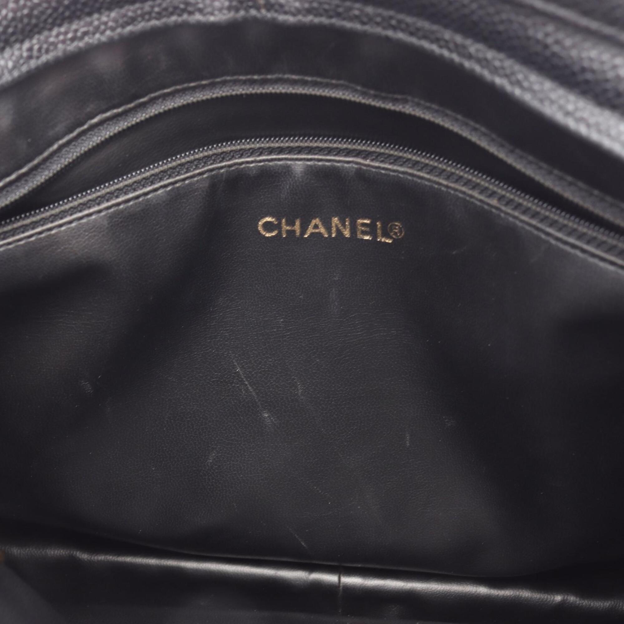 Chanel Black Grained Calfskin Handbag Tote Bag (Pre-Owned)