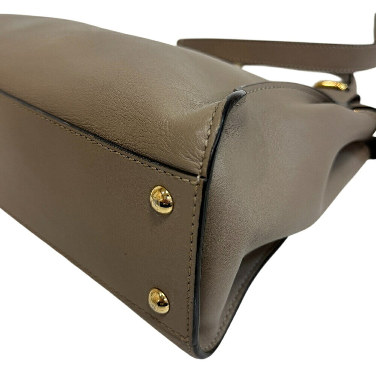 Fendi Gray Leather Handbag Shoulder Bag (Pre-Owned)