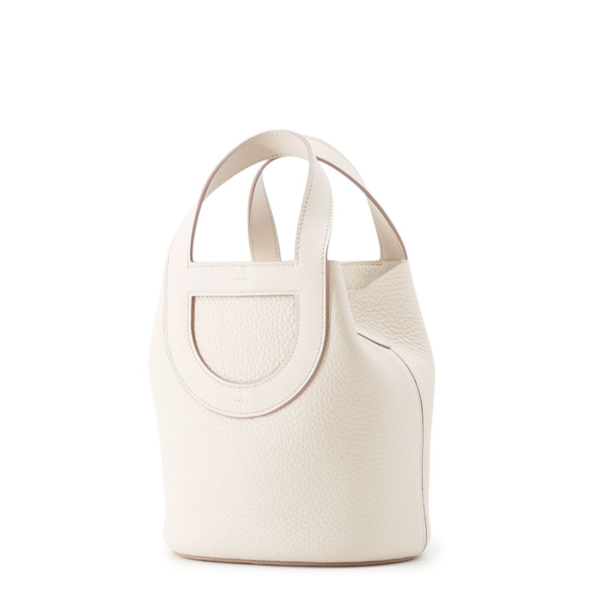 Hermes Beige Light Beige Taurillon Clemence Leather Swift Leather Tote Bag (Pre-Owned)