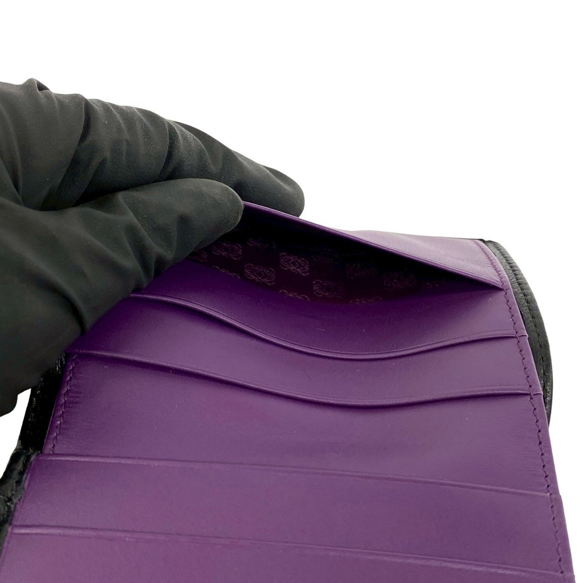 Loewe Black Purple Leather Wallet (Tri-Fold) (Pre-Owned)