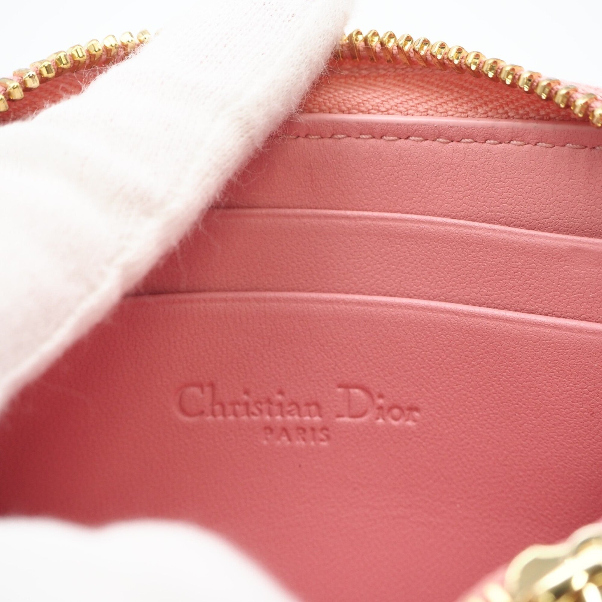 Christian Dior Cannage/Lady Dior Pink Leather Coin Purse/Coin Case (Pre-Owned)