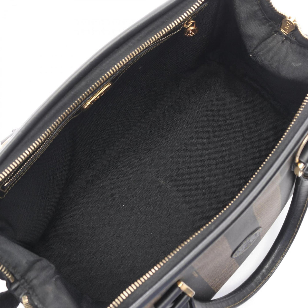 Fendi Black Brown Coated Canvas Pvc Leather Handbag Tote Bag (Pre-Owned)
