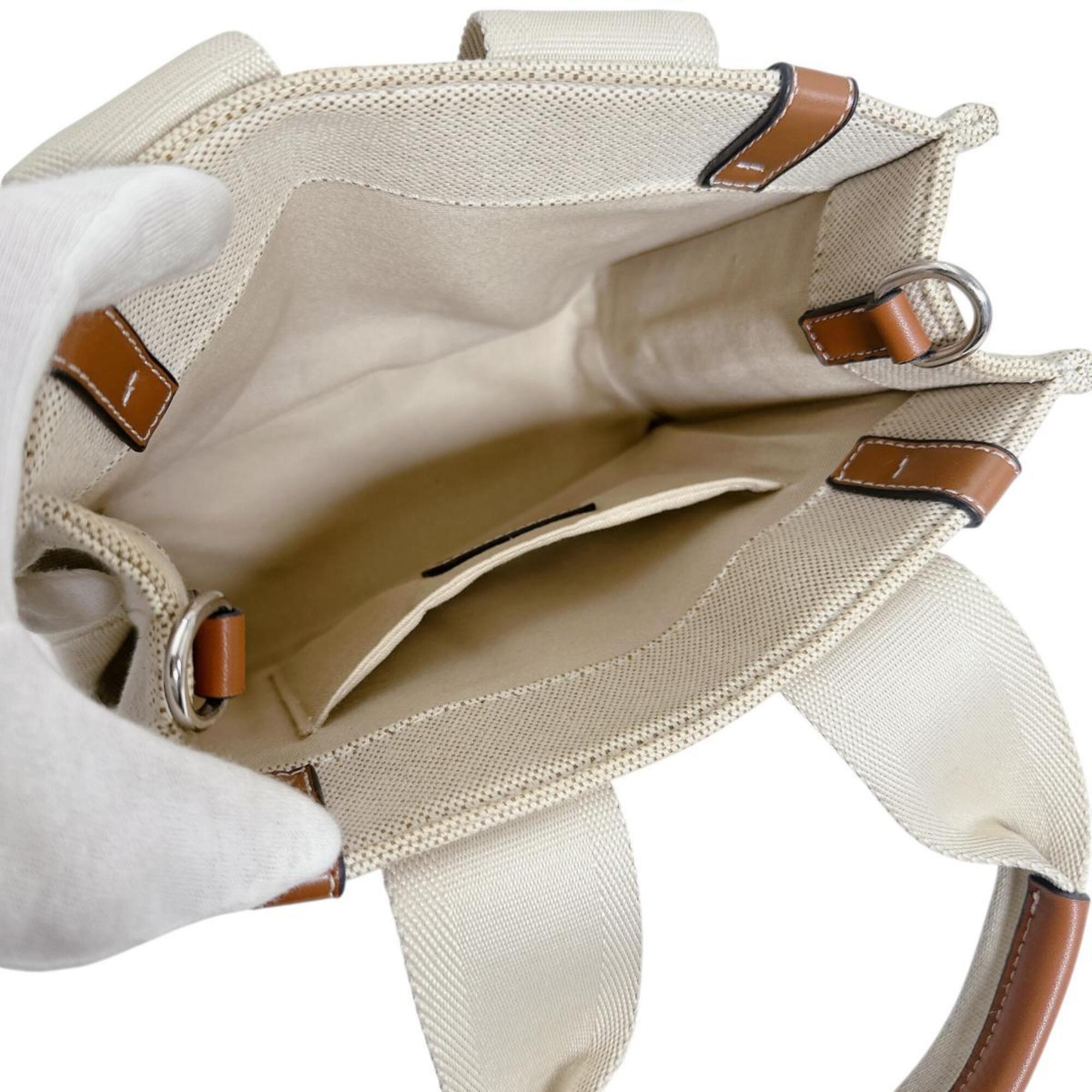 Chloé Beige Canvas Leather Handbag Tote Bag (Pre-Owned)