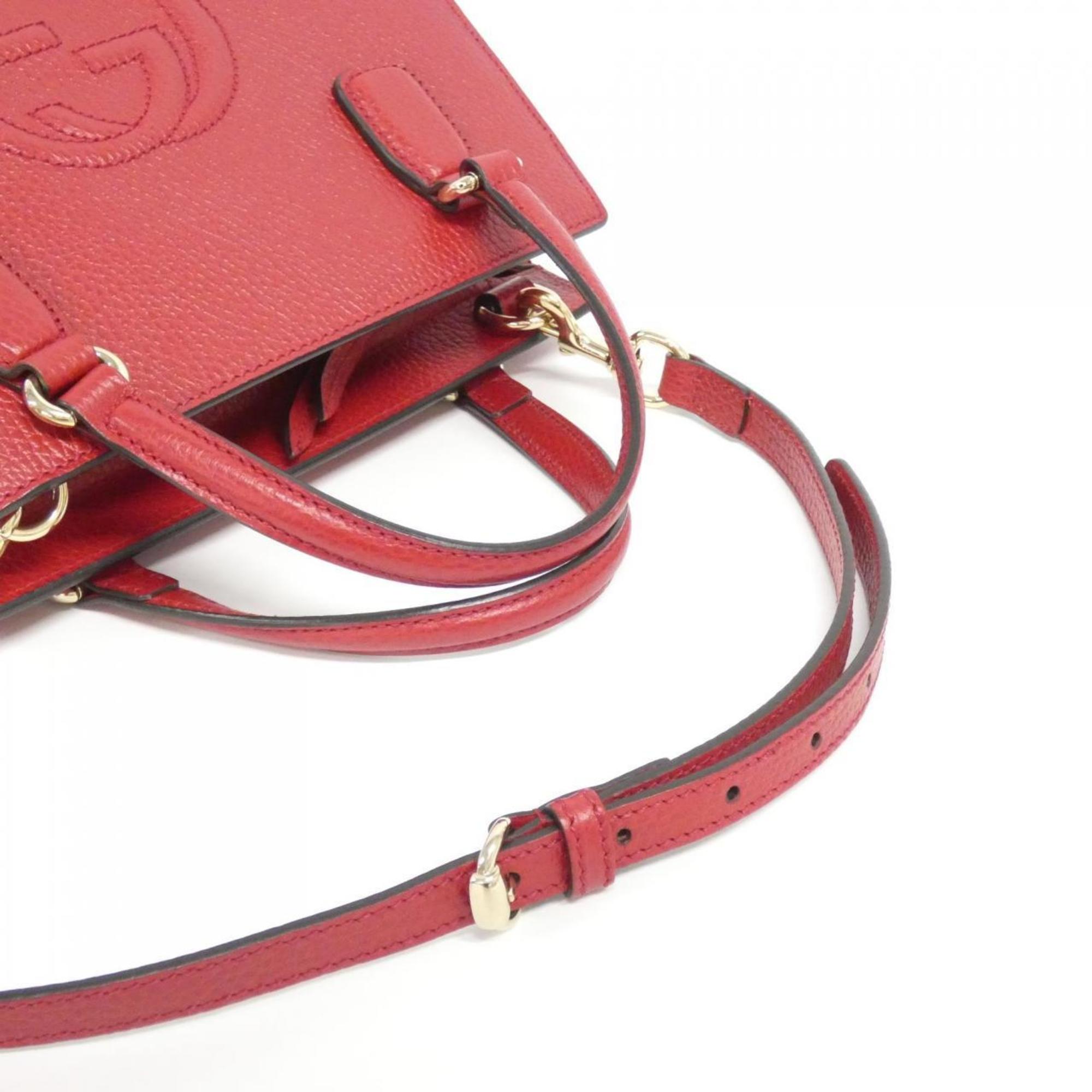 Gucci Red Color Leather Handbag (Pre-Owned)