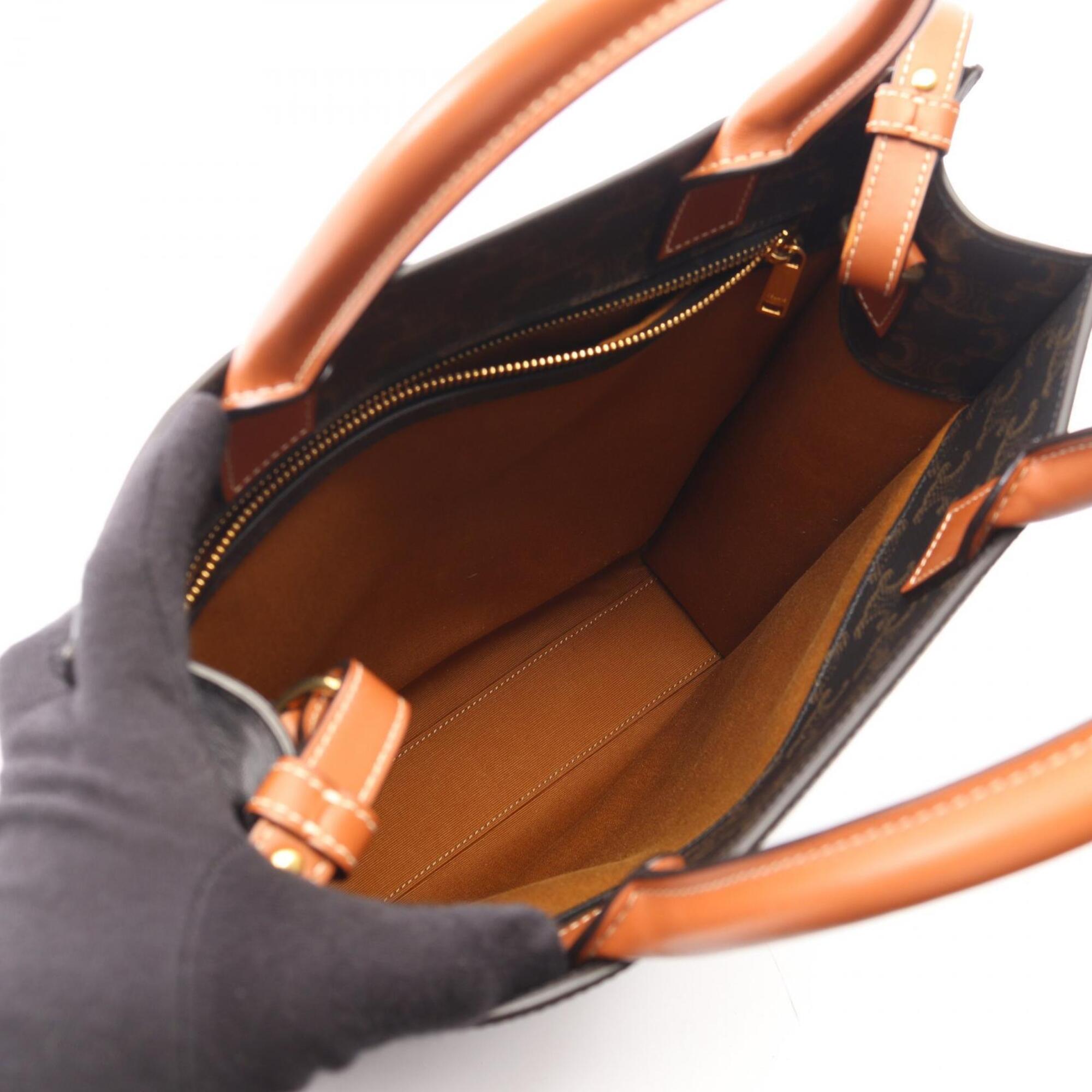 Celine Black Brown Coated Canvas Pvc Leather Handbag Tote Bag (Pre-Owned)