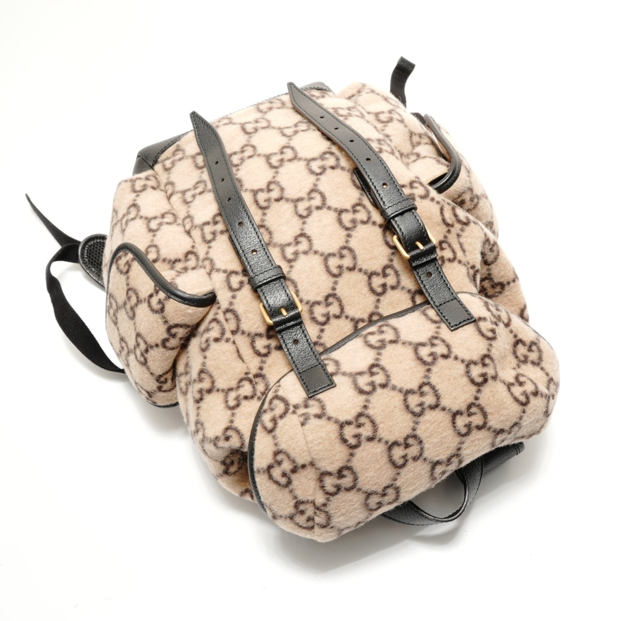 Gucci Beige Wool Leather Backpack (Pre-Owned)