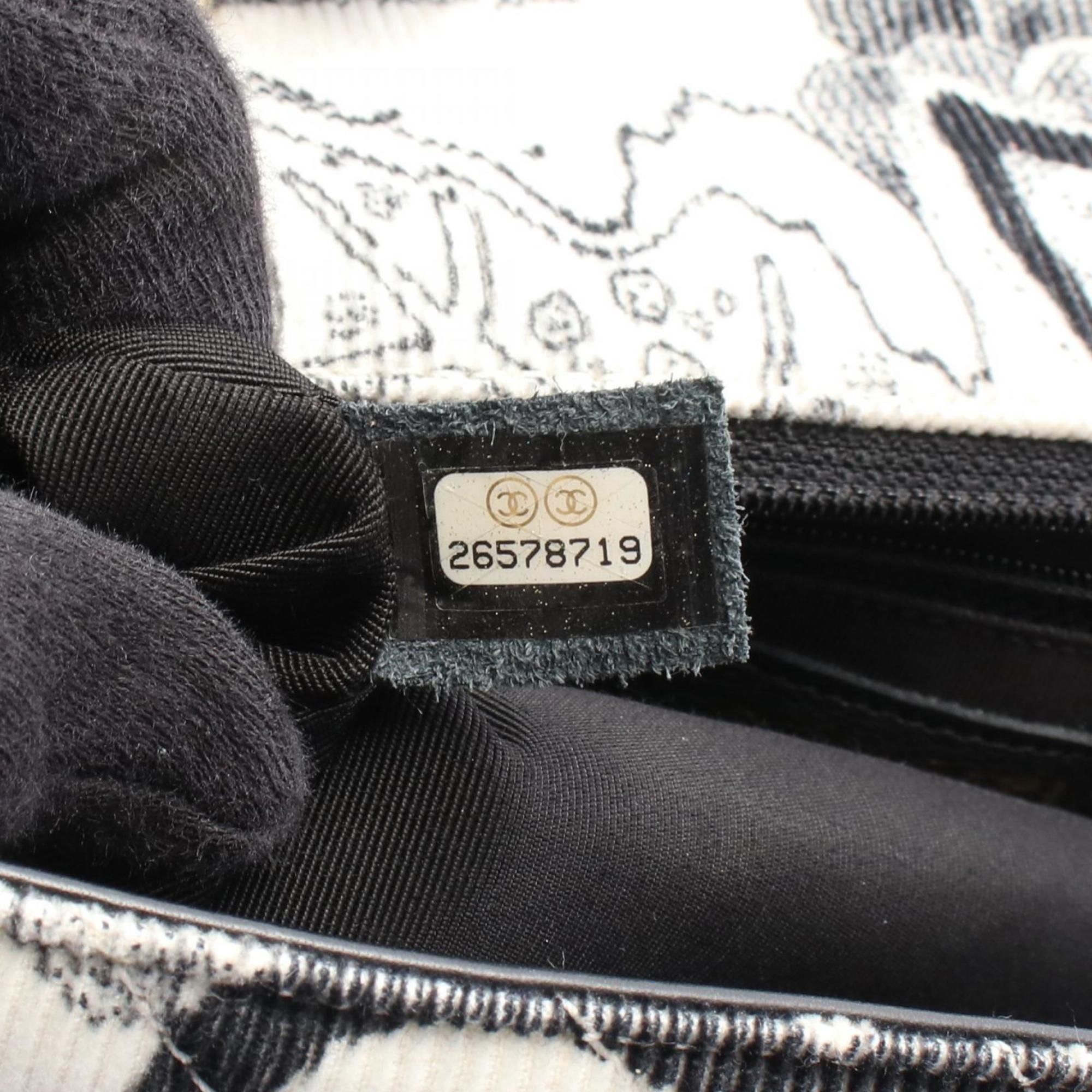 Chanel Black White Leather Cord Shoulder Bag (Pre-Owned)