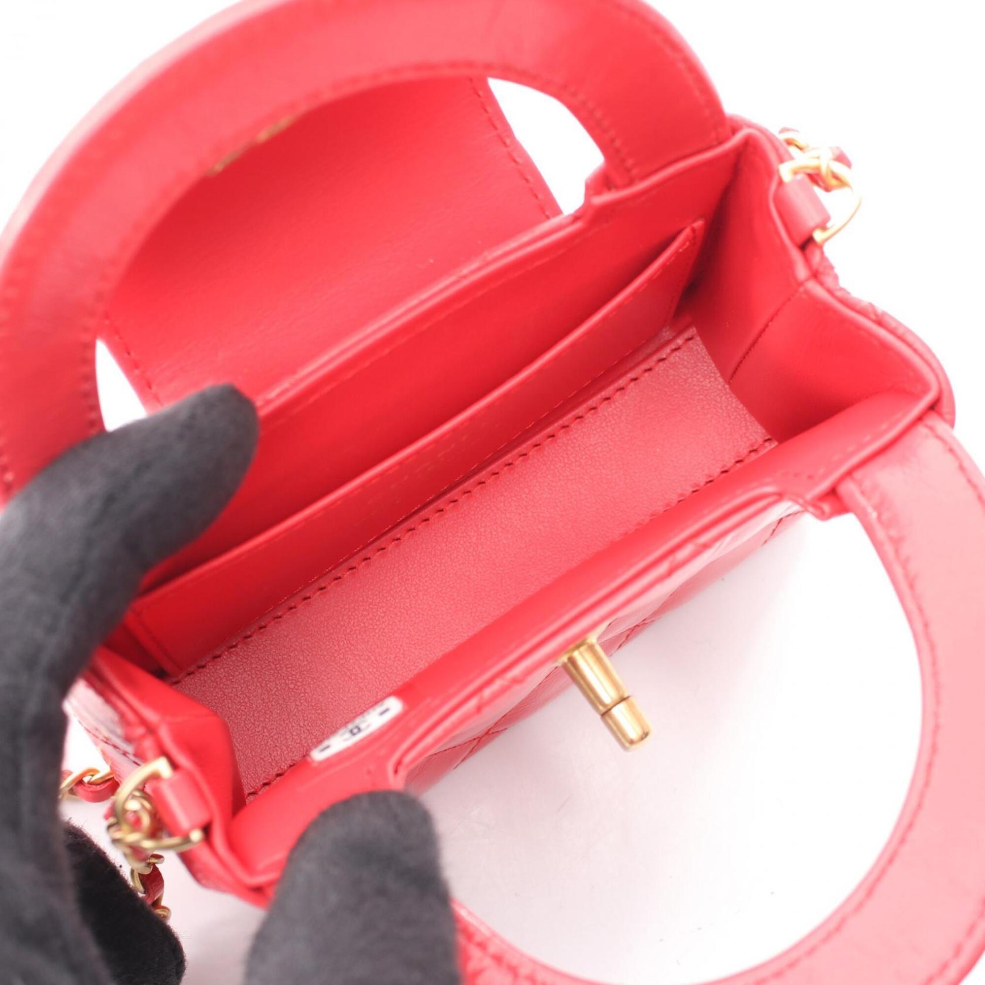 Chanel Red Color Patent Leather Handbag Shoulder Bag (Pre-Owned)