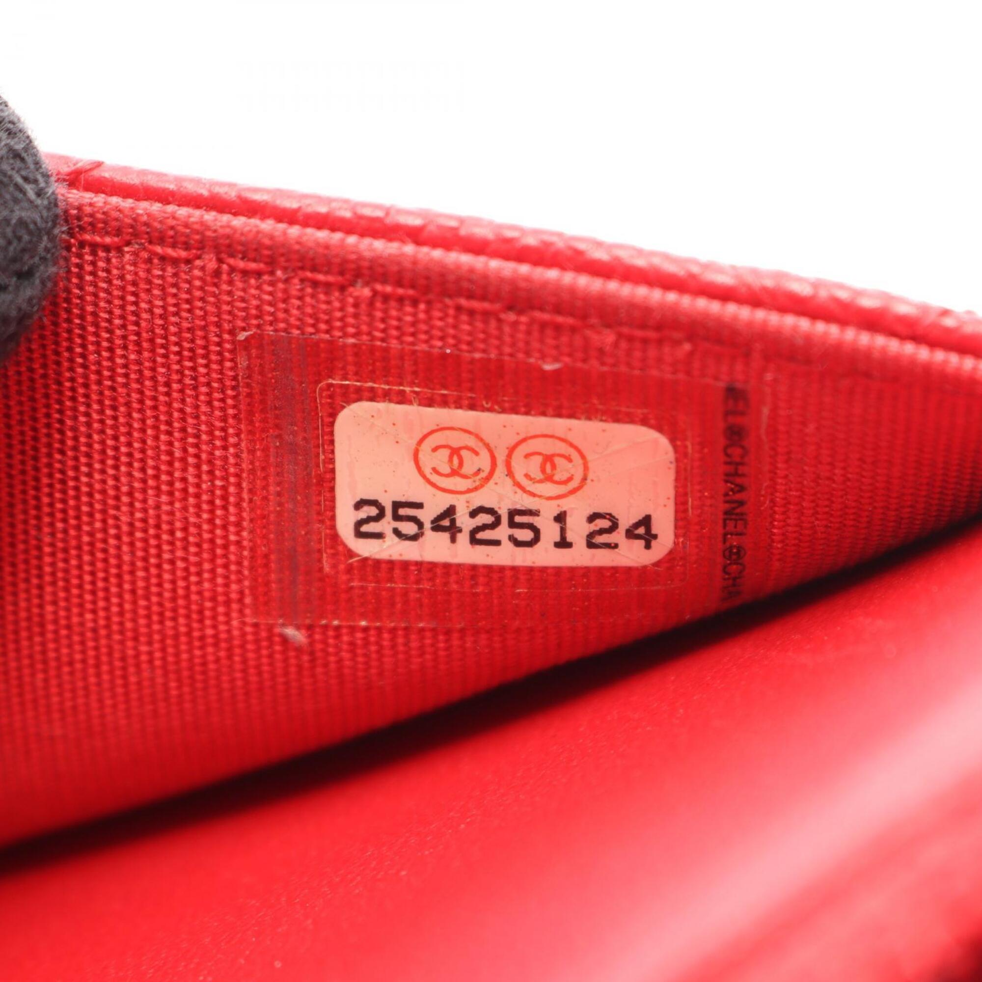 Chanel Red Color Grained Calfskin Handbag Shoulder Bag (Pre-Owned)