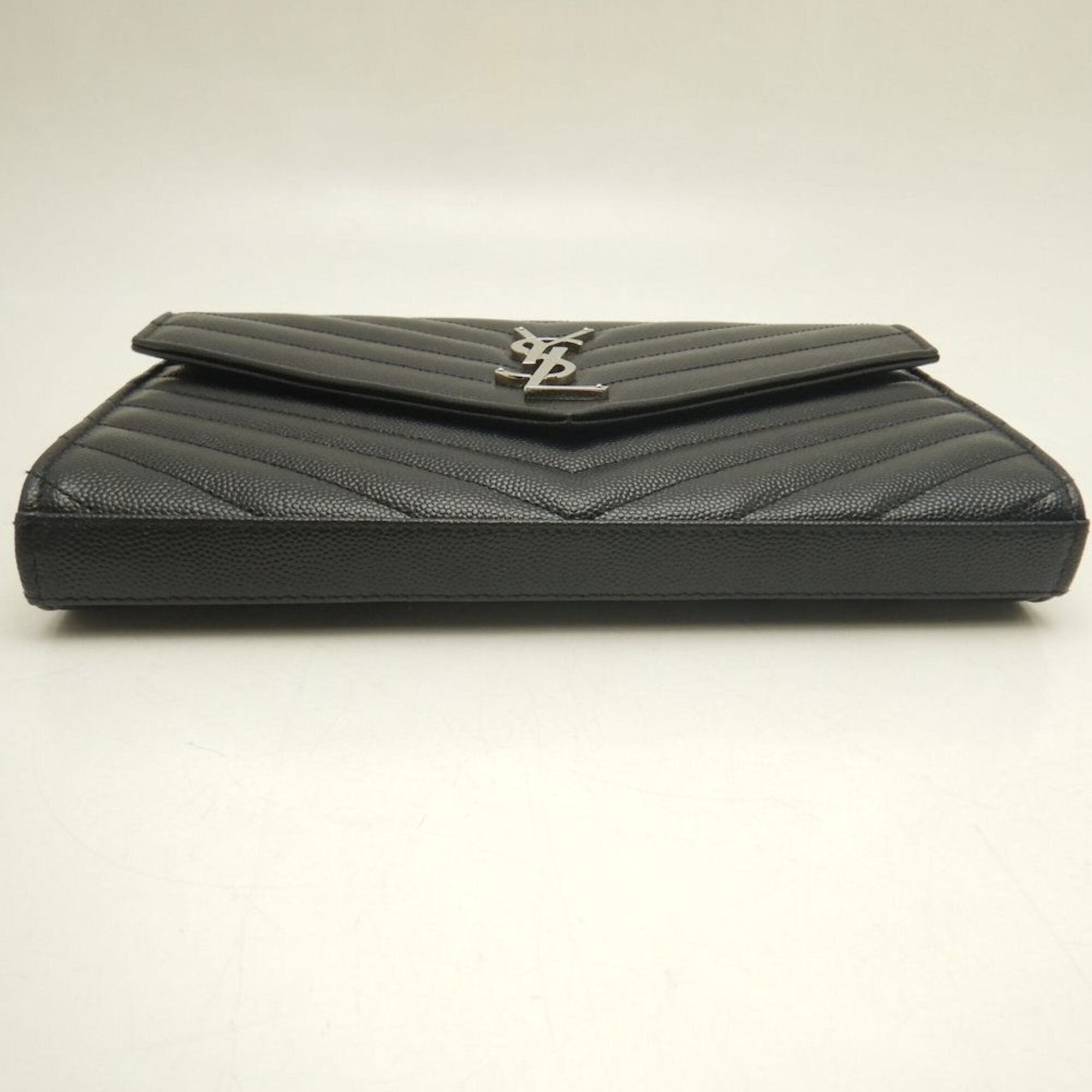 Yves Saint Laurent Black Leather Chain/Shoulder Wallet (Pre-Owned)