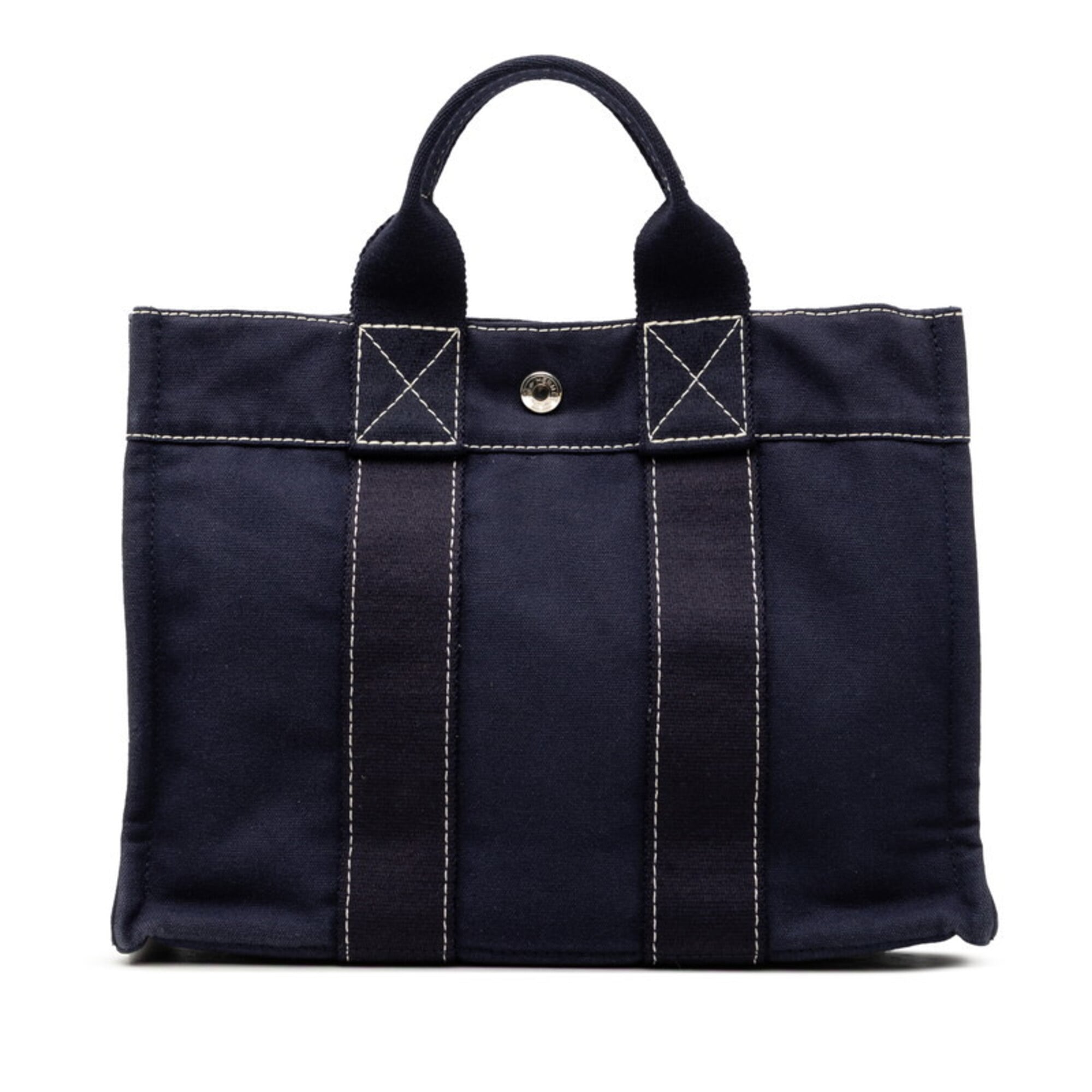 Hermes Navy Canvas Handbag (Pre-Owned)