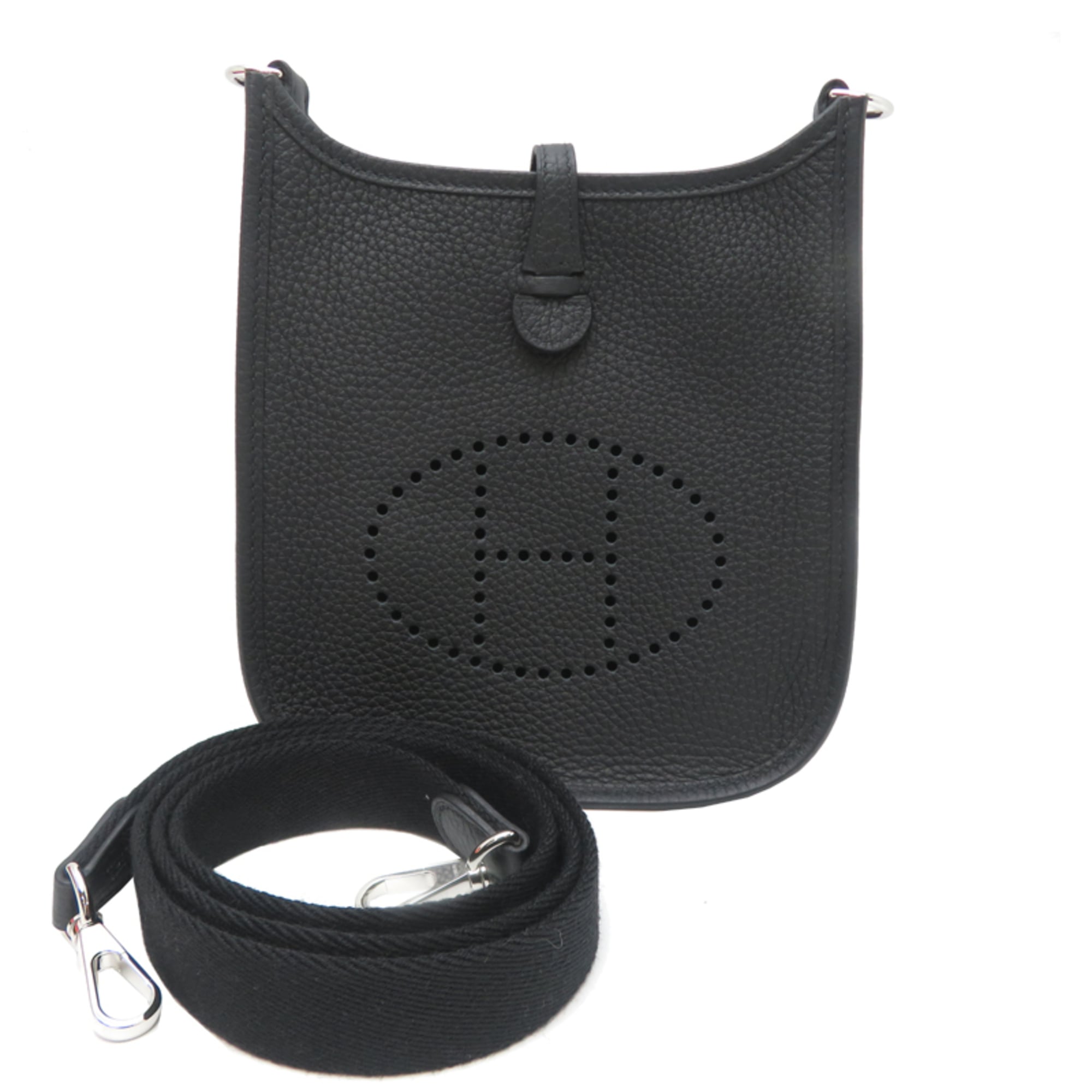Hermes Black Noir Taurillon Clemence Leather Shoulder Bag (Pre-Owned)