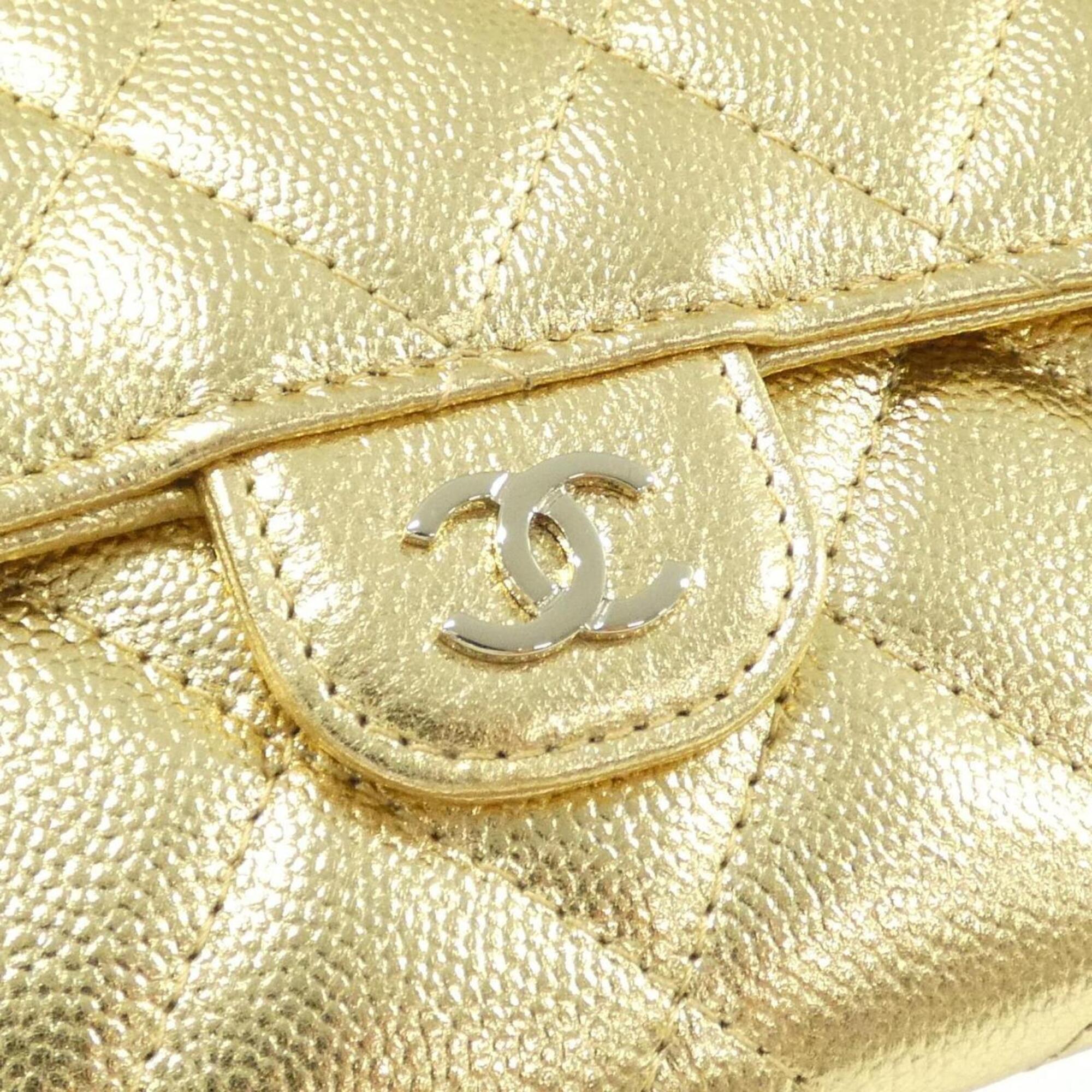Chanel Gold Grained Calfskin Long Wallet (Bi-Fold) (Pre-Owned)