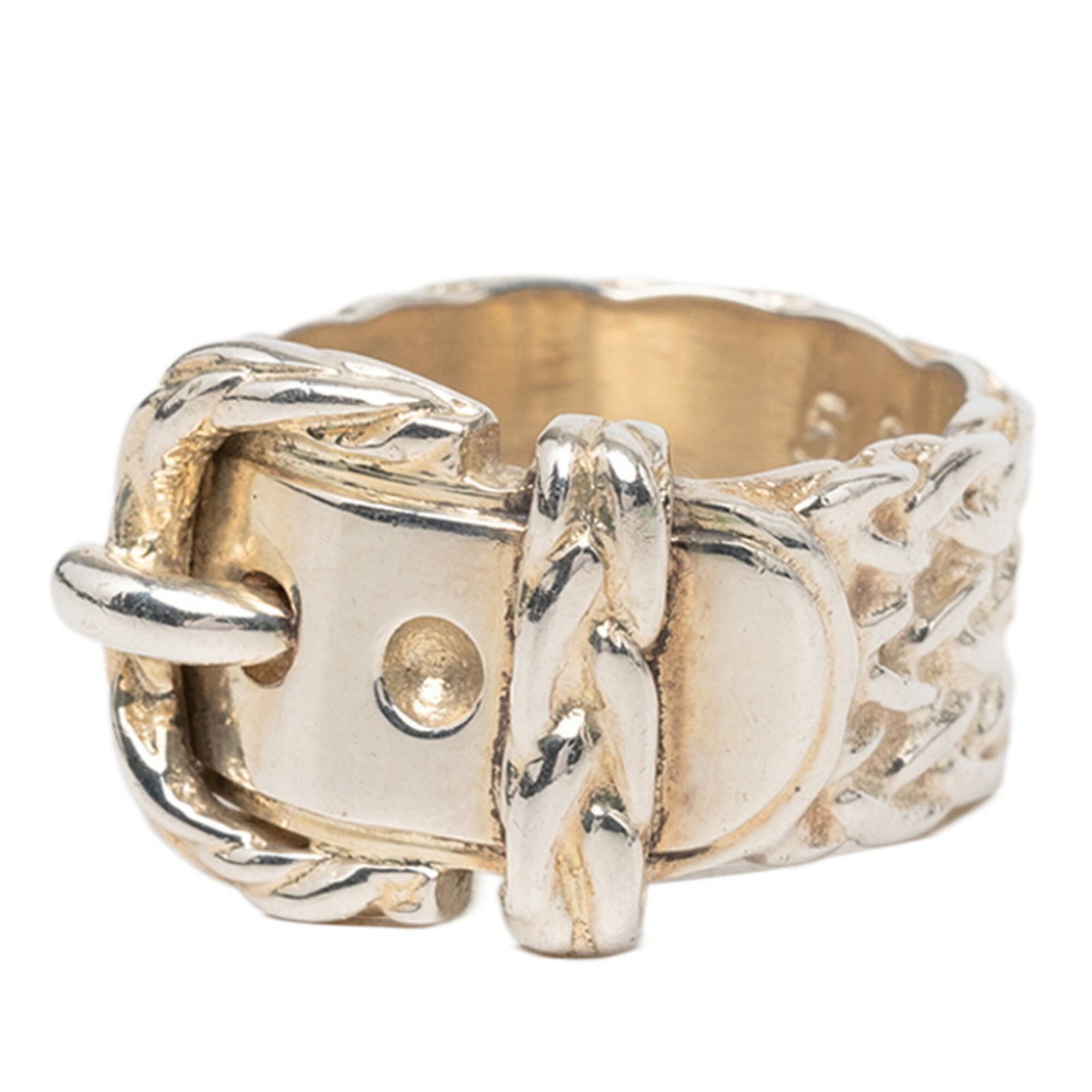 Hermes Silver 925 Band Ring (Pre-Owned)