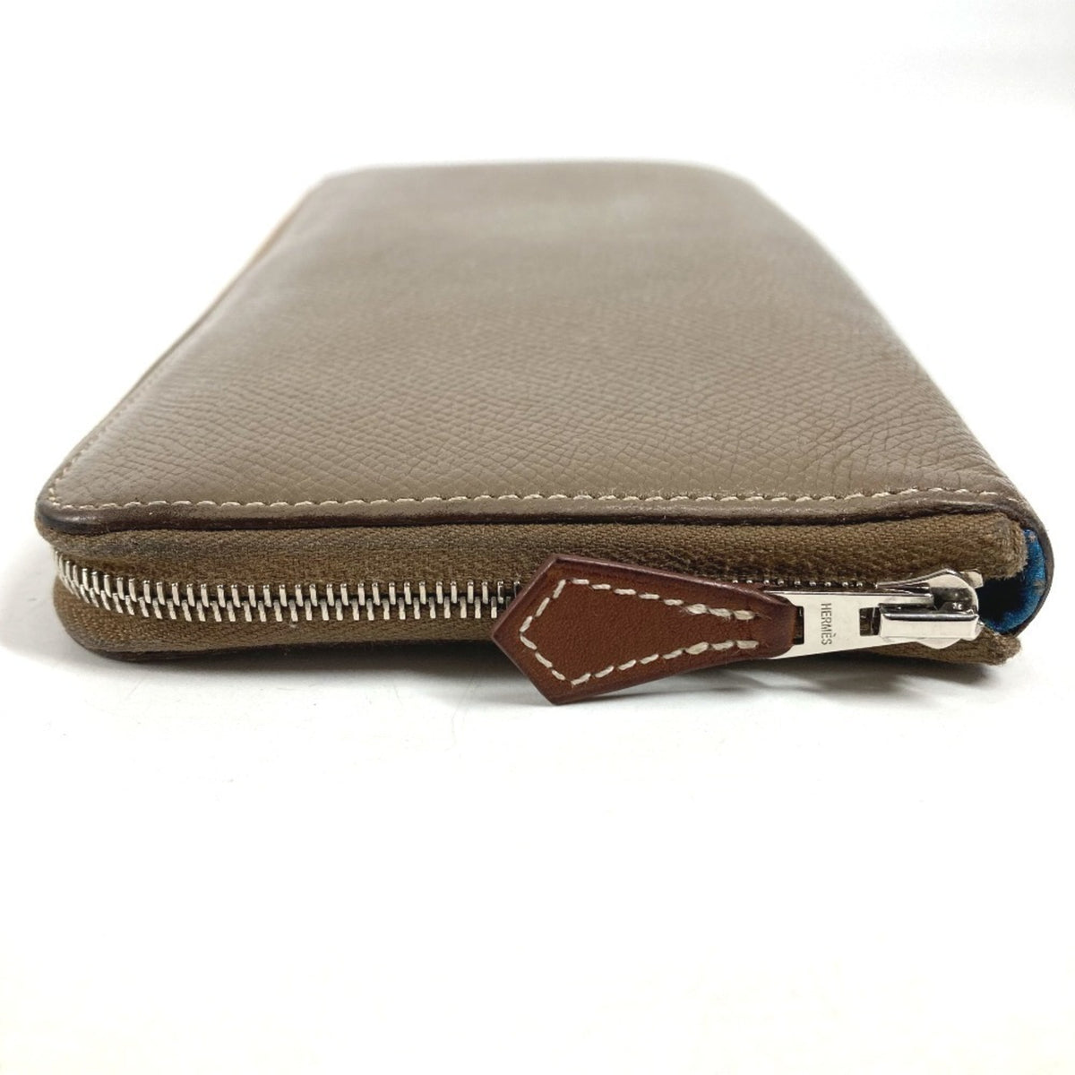Hermes Silk'in Gray Epsom Leather Long Wallet (Bi-Fold) (Pre-Owned)