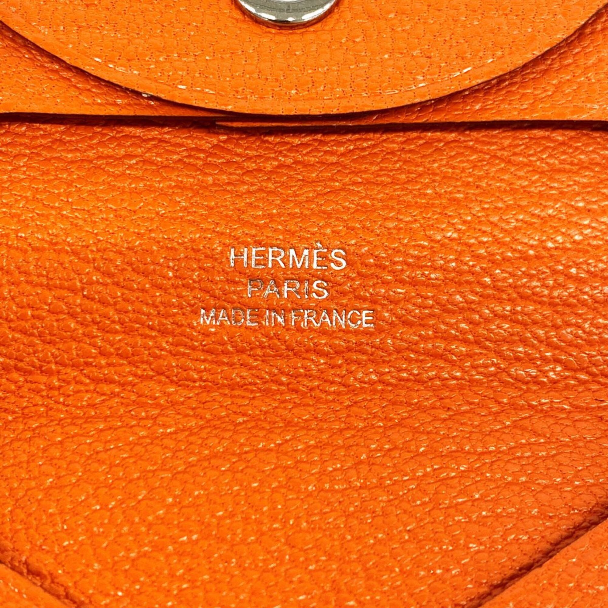Hermes Orange Poppy Chevre Myzore Leather Coin Purse/Coin Case (Pre-Owned)