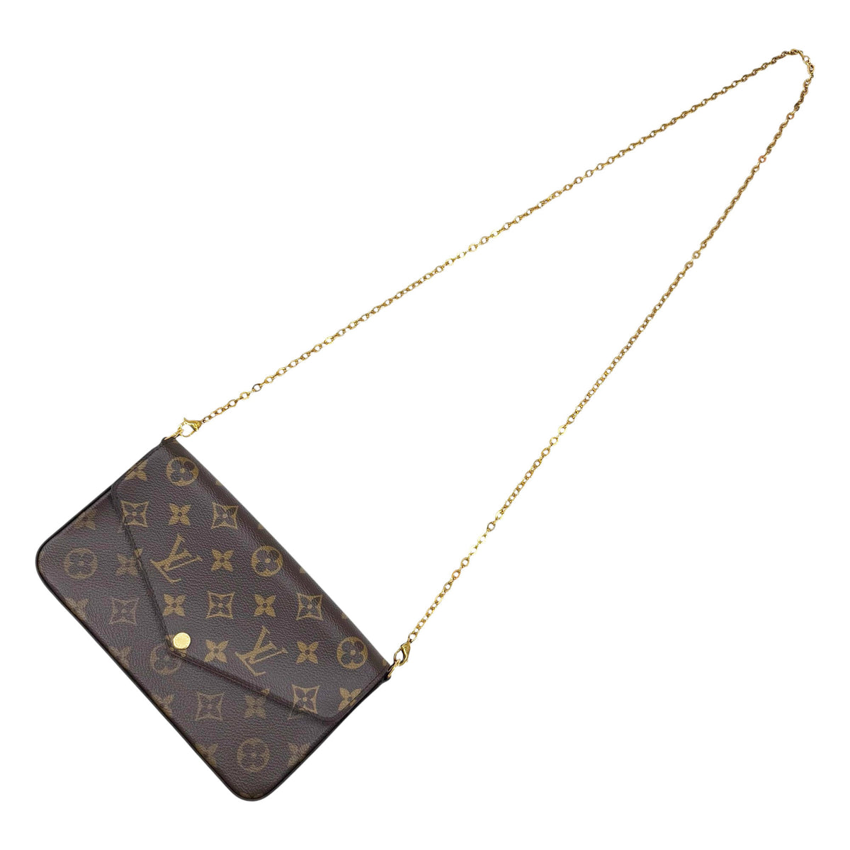 Louis Vuitton Brown Fuchsia Monogram Clutch Bag Pochette Pouch Shoulder Bag (Pre-Owned)
