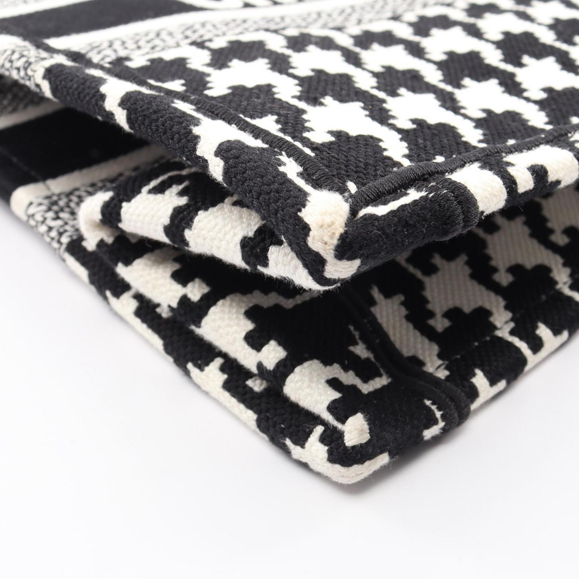 Christian Dior Black White Canvas Handbag Tote Bag (Pre-Owned)