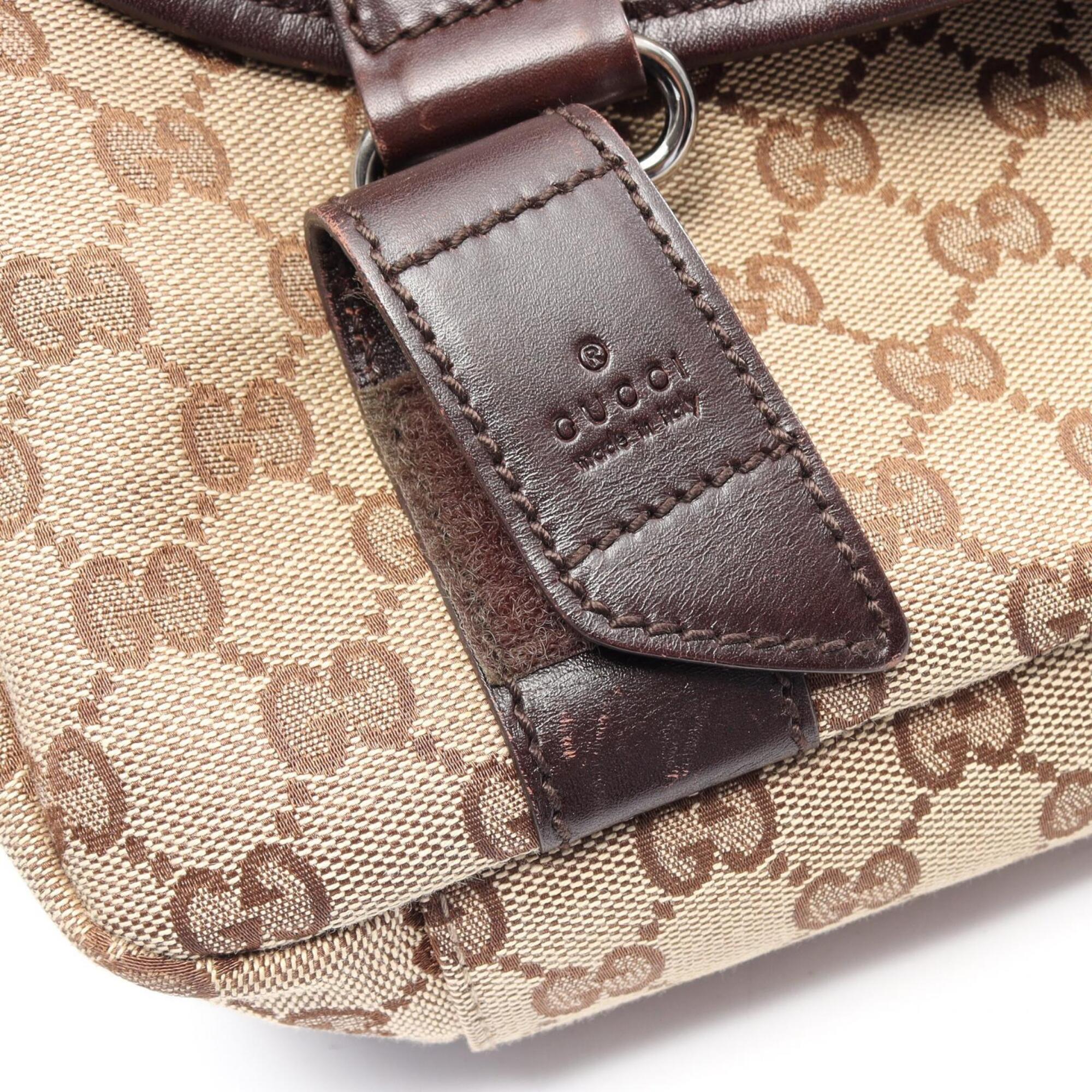 Gucci Beige Brown Canvas Leather Handbag Shoulder Bag (Pre-Owned)
