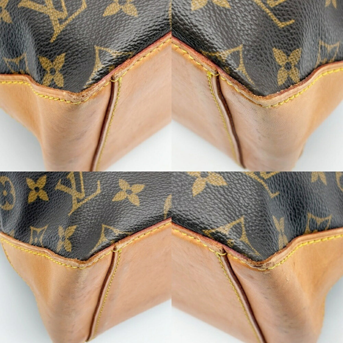Louis Vuitton Brown Monogram Canvas Leather Shoulder Bag Tote Bag (Pre-Owned)