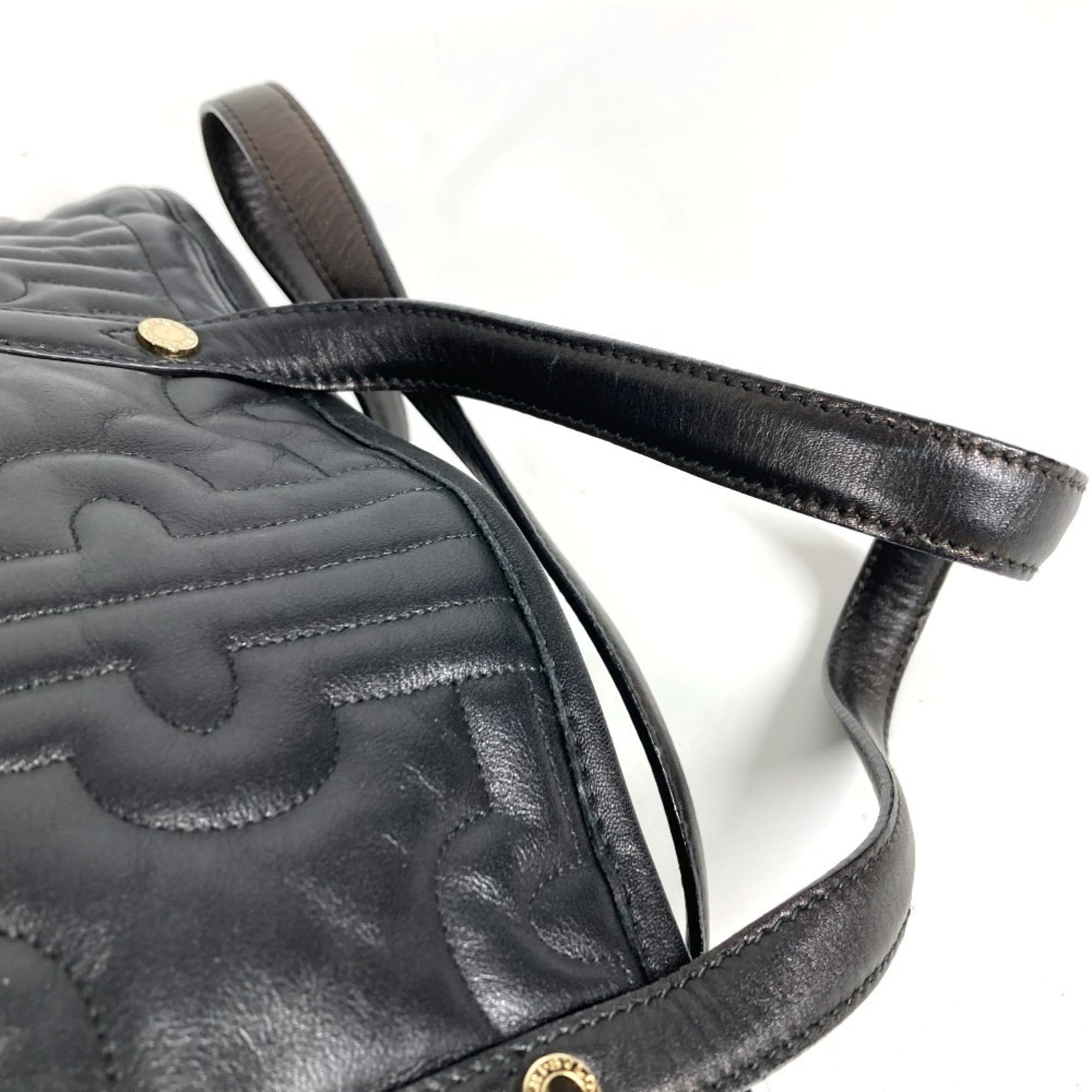 Bvlgari Black Leather Handbag Shoulder Bag (Pre-Owned)